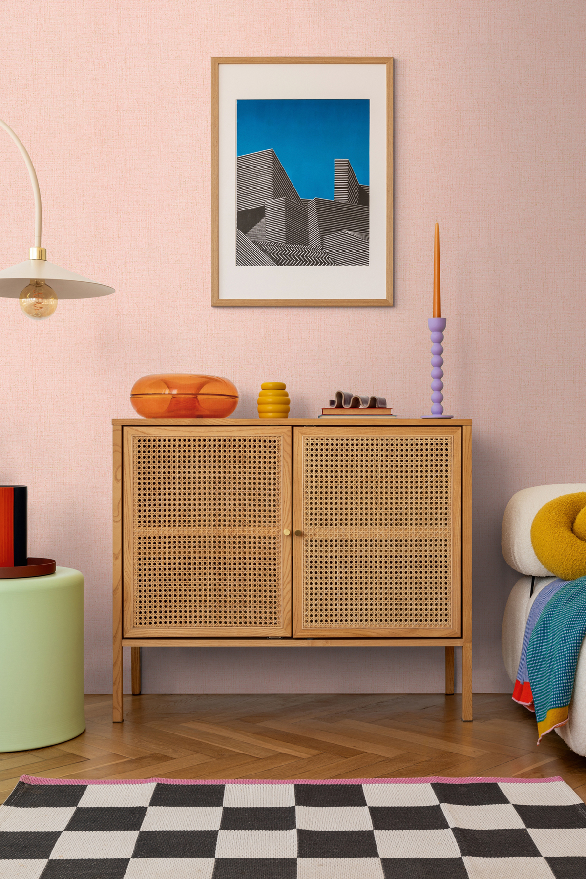 Papier peint Uni Tissage Métallisé rose délicat argenté - Cosmoliving d'A.S. Création AMB2 | Réf. AS-790671