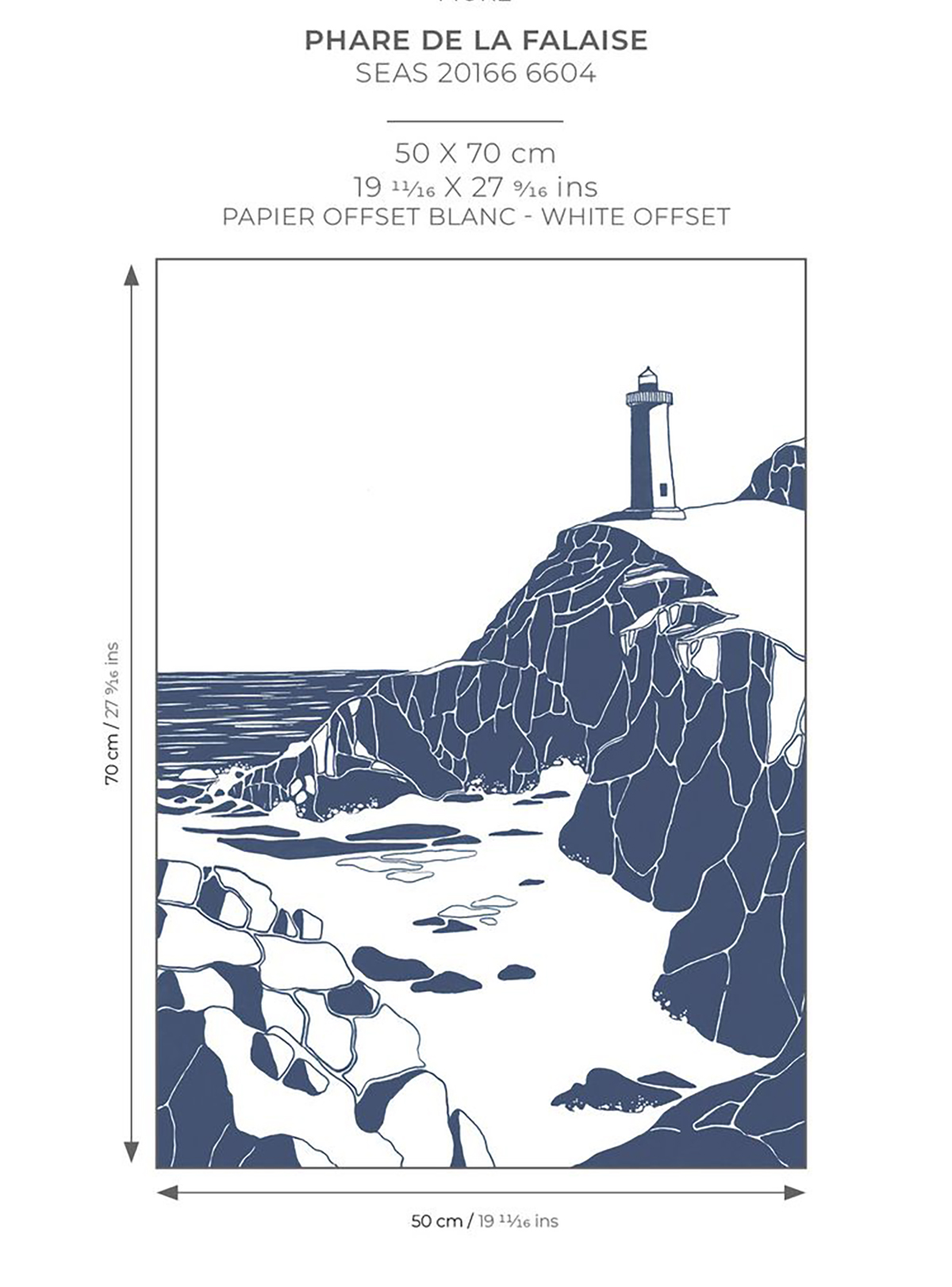 Affiche Phare Falaise 50x70 bleu marine - Seaside de Casadéco AMB7 | Réf. SEAS201666604