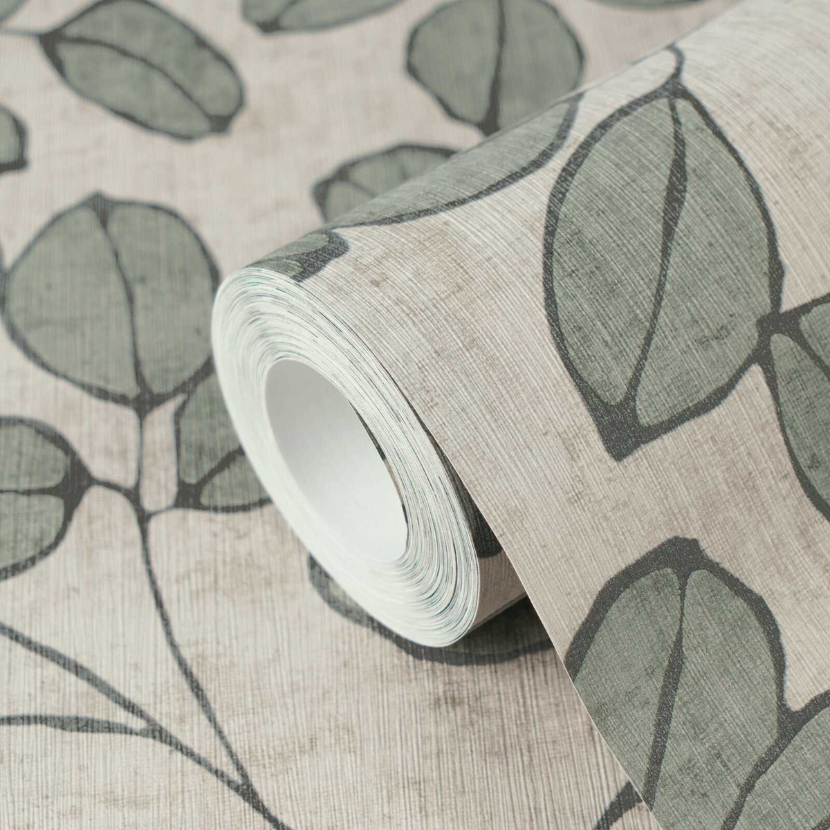 Papier peint Feuille Grain Café vert gris - Nordic Feeling d'A.S. Création ZOOM | Réf. AS-791481