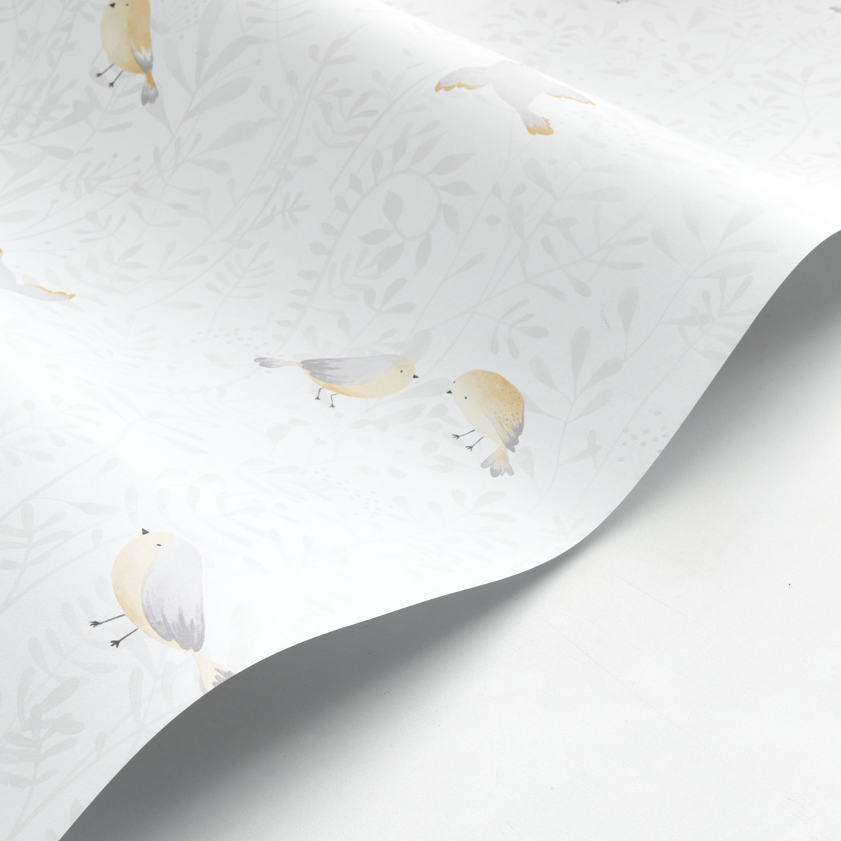 Papier peint Oiseau Feuillage gris beige - Once Upon A Time de Casadéco | Réf. OUAT88319021