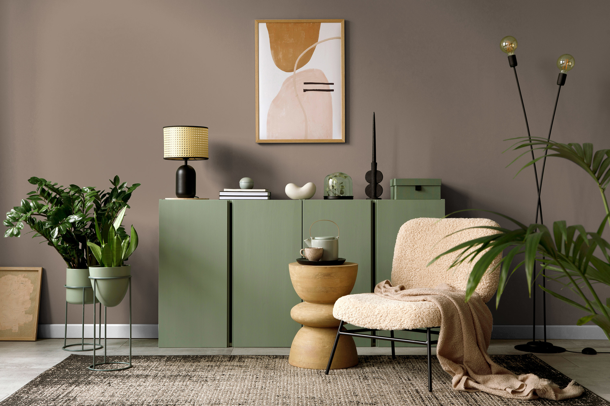 Photo numéro 2 d'une pièce avec un mur peint avec la peinture  Puro marron calm taupe - c7002