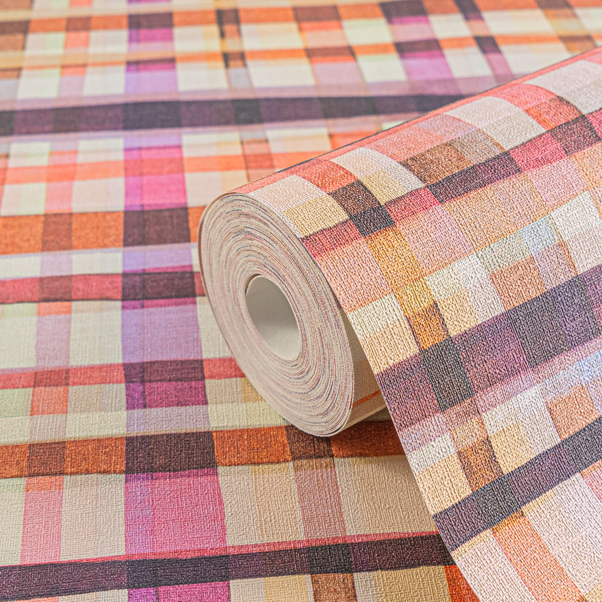 Papier peint Tartan Écossais aubergine - Anna D'Andrea d'A.S. Création AMB4| Réf. AS-782241