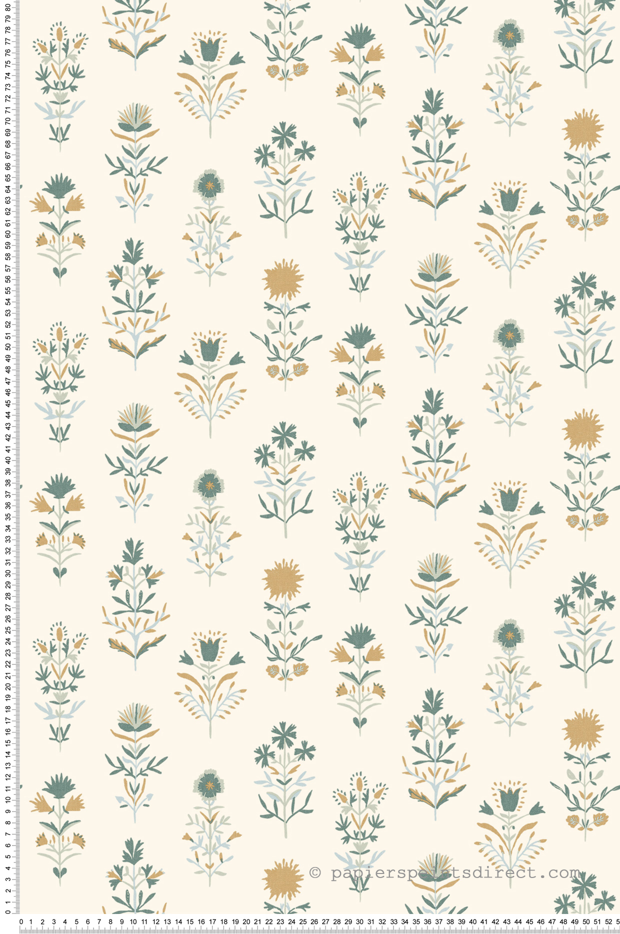 Papier peint Fleur Charme vert et doré - Bohème de Casélio | Réf. BOM103177300