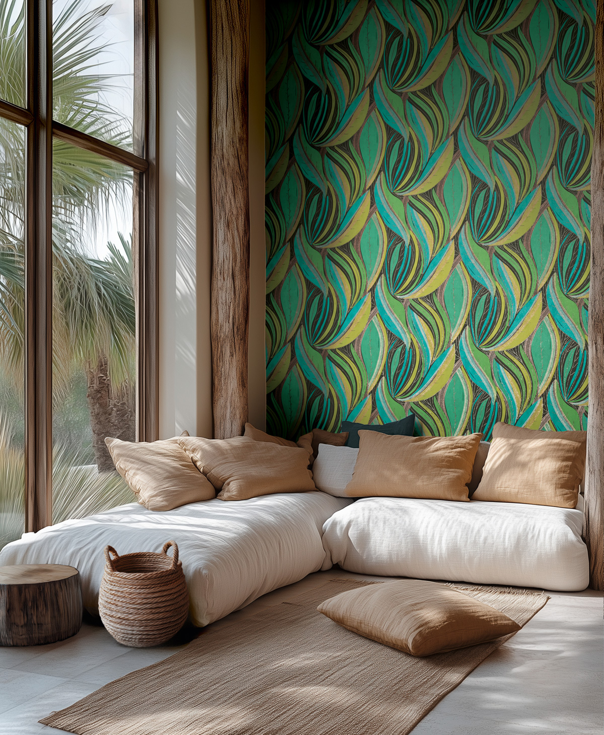 Papier peint Feuille Vague vert bleu canard - Metropolitan Stories 4 Hot Spots d'A.S. Création AMB2| Réf. AS-786551