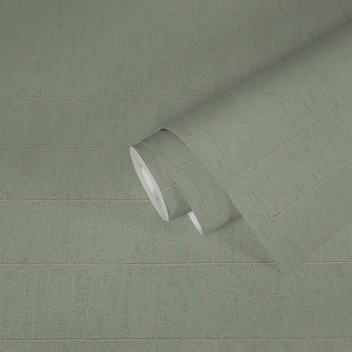 Papier peint Géométrie Tracé vert amande argenté - Jade 2 d'A.S. Création AMB3 | Réf. AS-395061