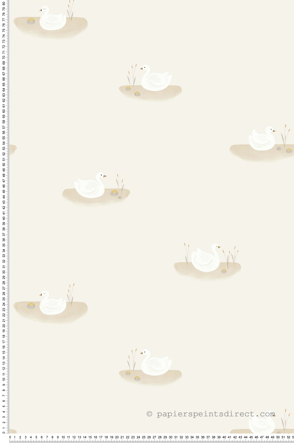 Papier peint Cygne Leonie beige - Rose & Nino de Casadéco | Réf. RONI85491212