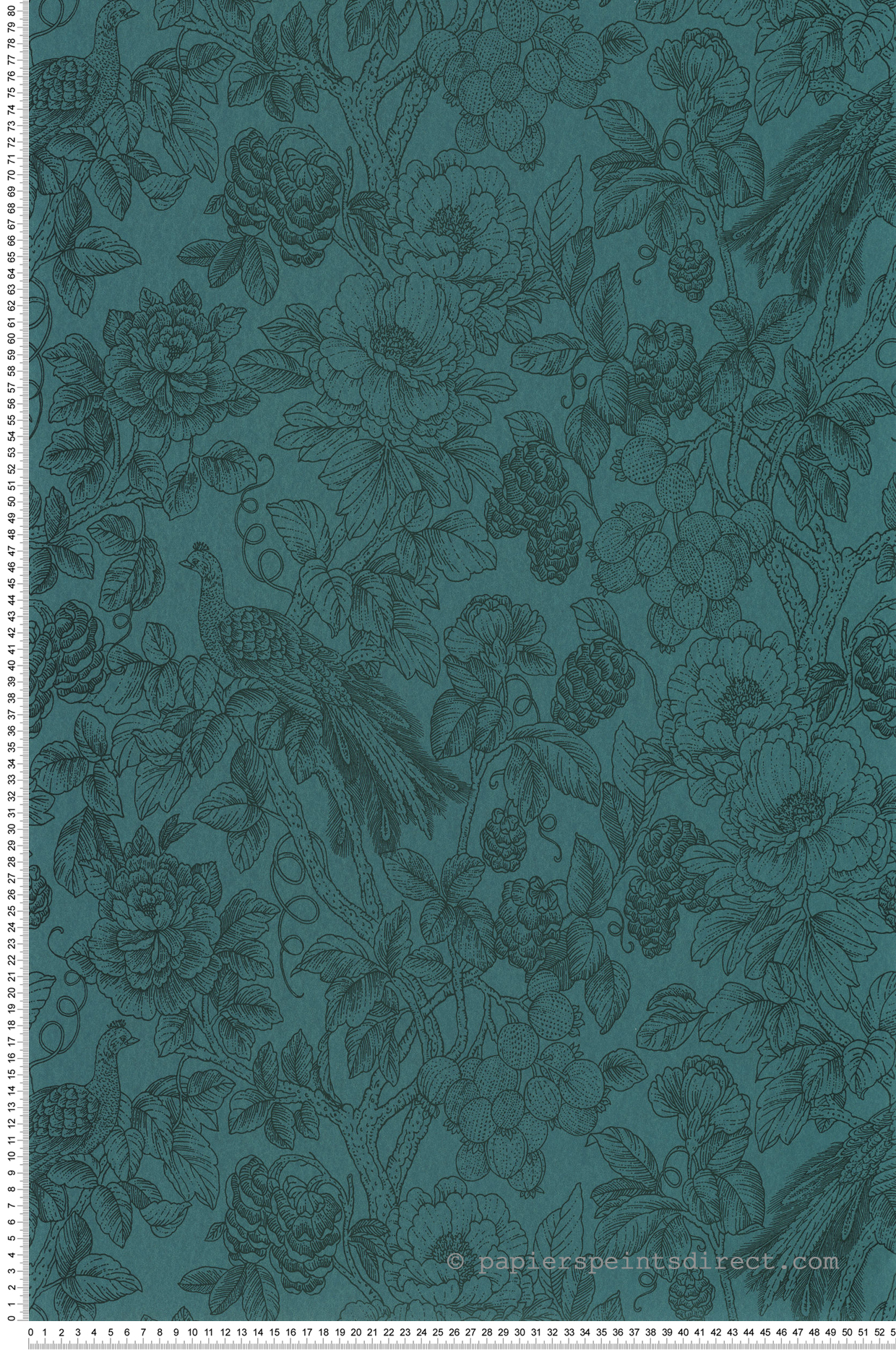 Papier peint Floral et Oiseau Feather vert émeraude - Delicacy de Casadéco | Réf. DELY85366461