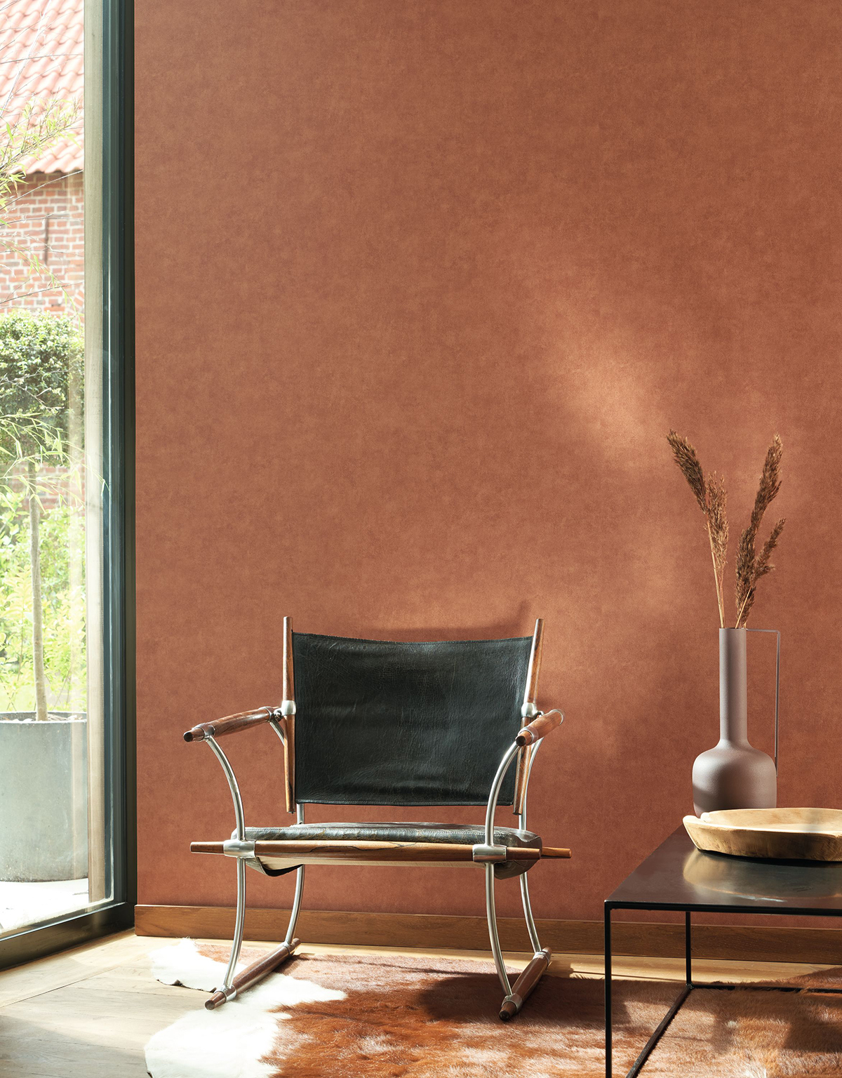 Papier peint Effet Cuir Grainé orange brûlée - Leathers de Casadéco | Réf. LEAT87132718