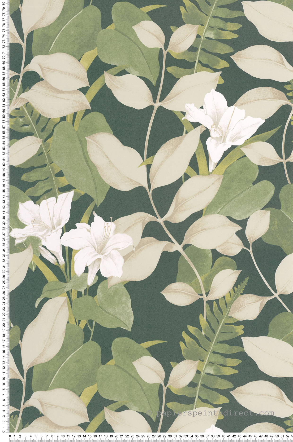 Papier peint Lys Feuille Royal Lily vert foncé métallisé - Soliflore de Casadéco | Réf. SOLI200267808
