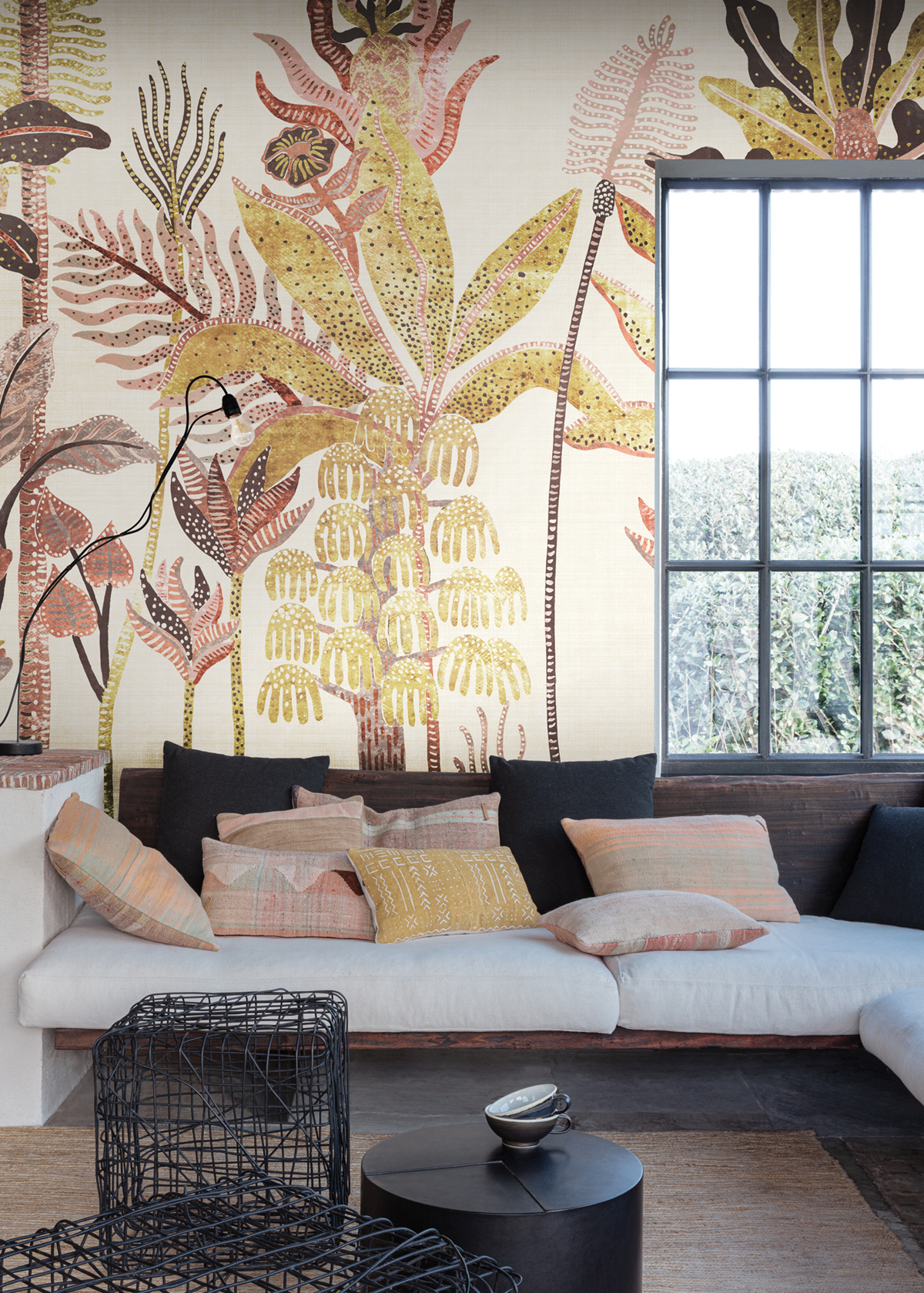 Papier peint panoramique Arbres Tropicaux Parque rose vert - B H300 - Havana de Masureel | Réf. MAS-DGHAV2032