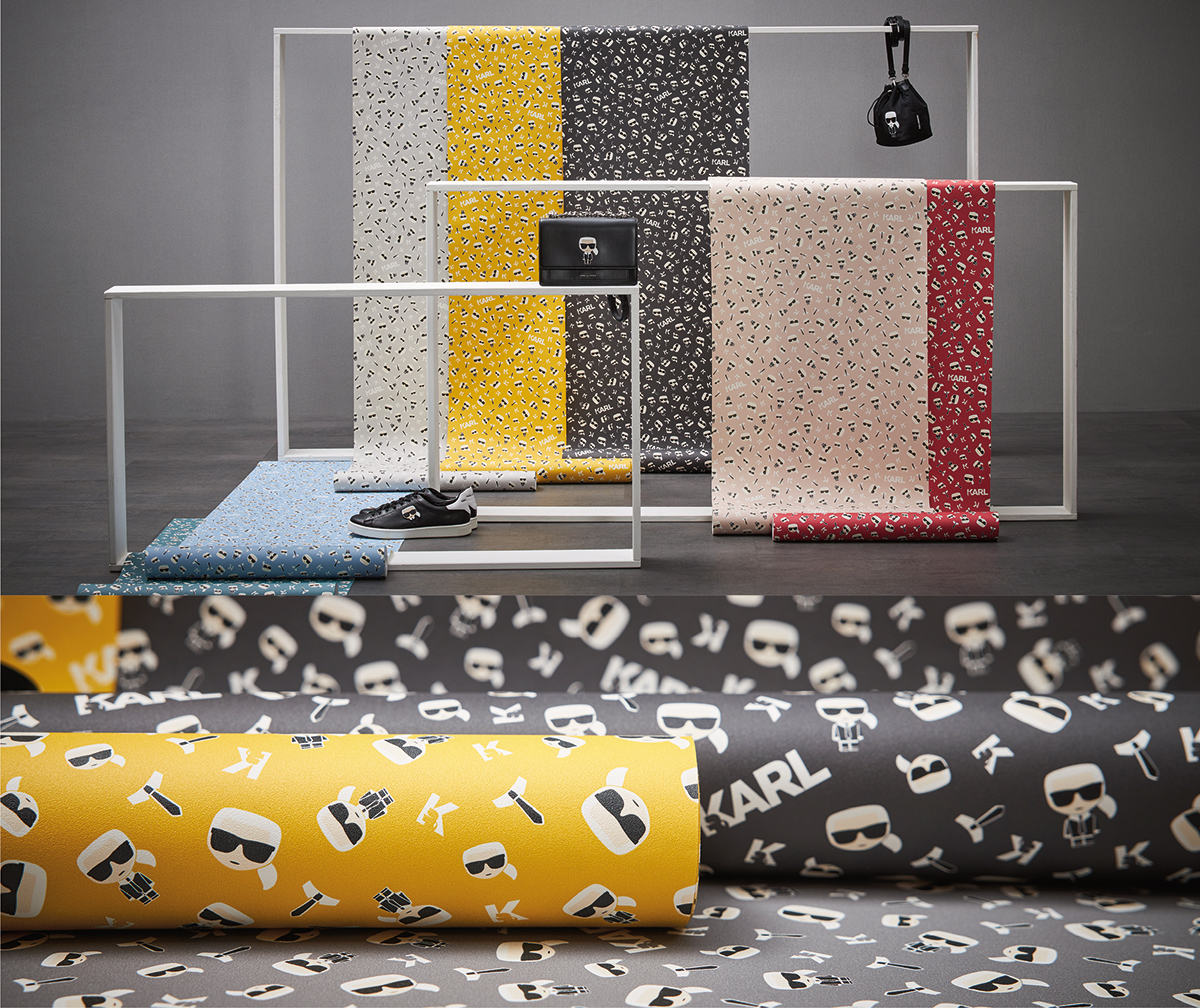 Papier peint Émoticône Karl Lindsey gris clair - Karl Lagerfeld de Montecolino | Réf. MC-37843-3