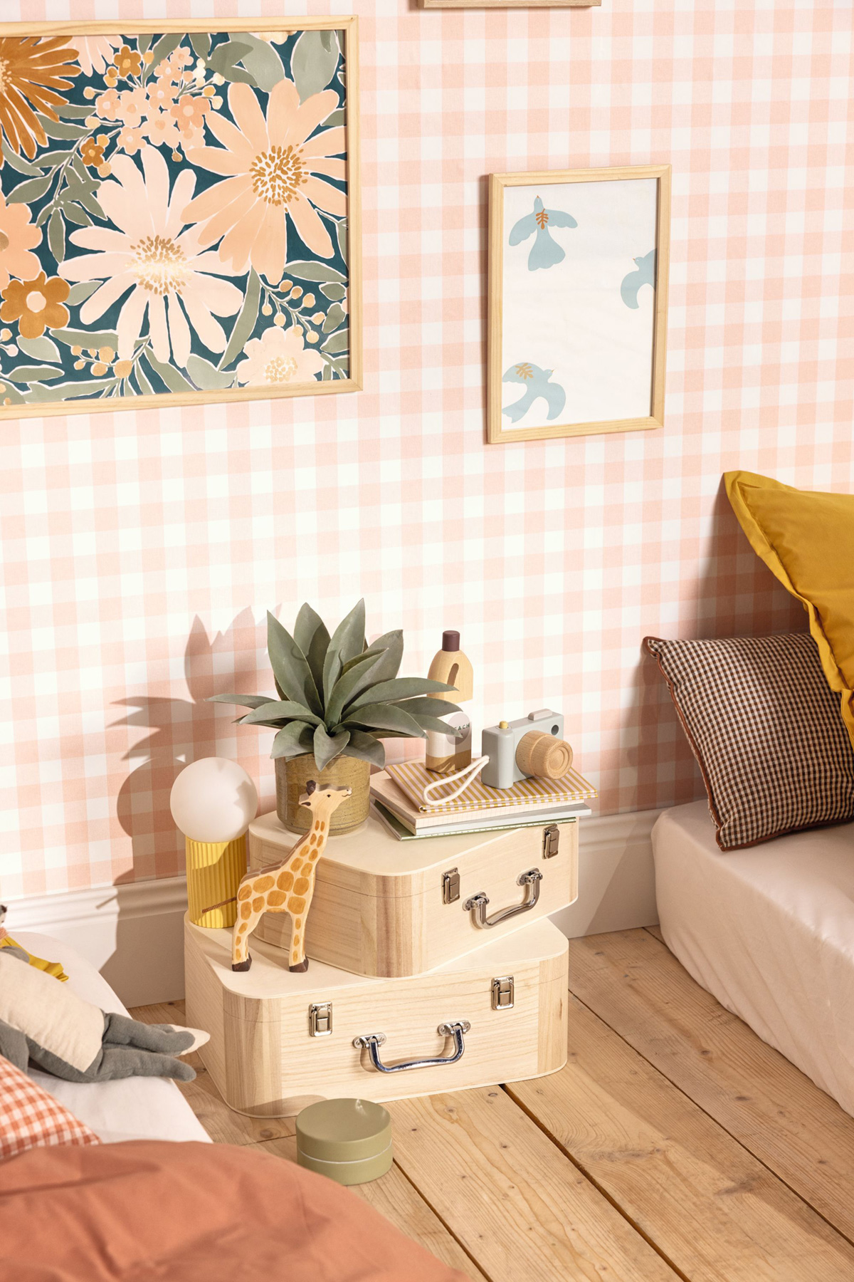 Papier peint Vichy Carreaux Victoria rose - Happy Kids Club de Casélio AMB3 | Réf. HKC104420435