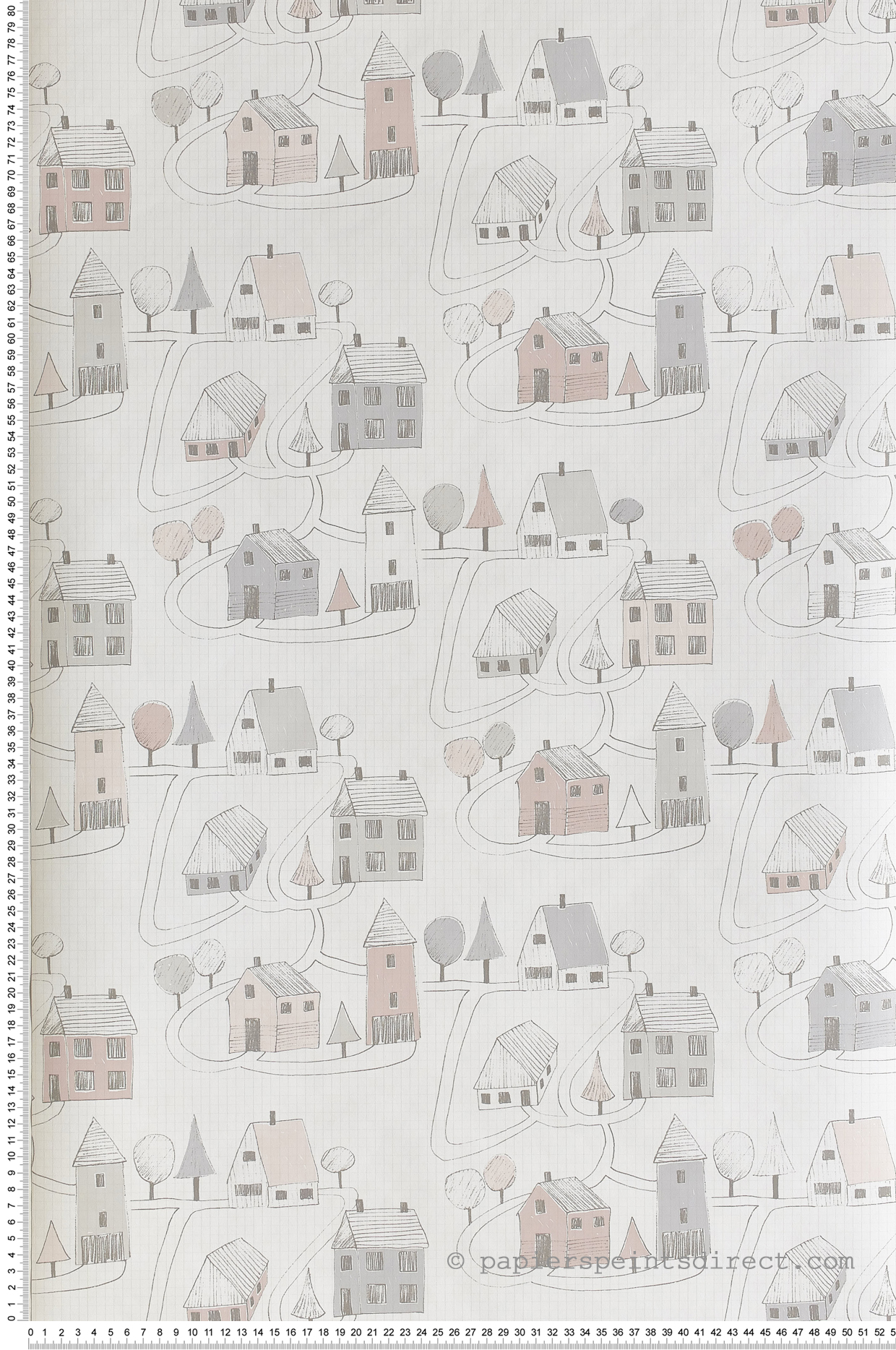 Papier peint enfant Village beige/gris - Happy Dreams de Casadéco | Réf. HPDM82841329