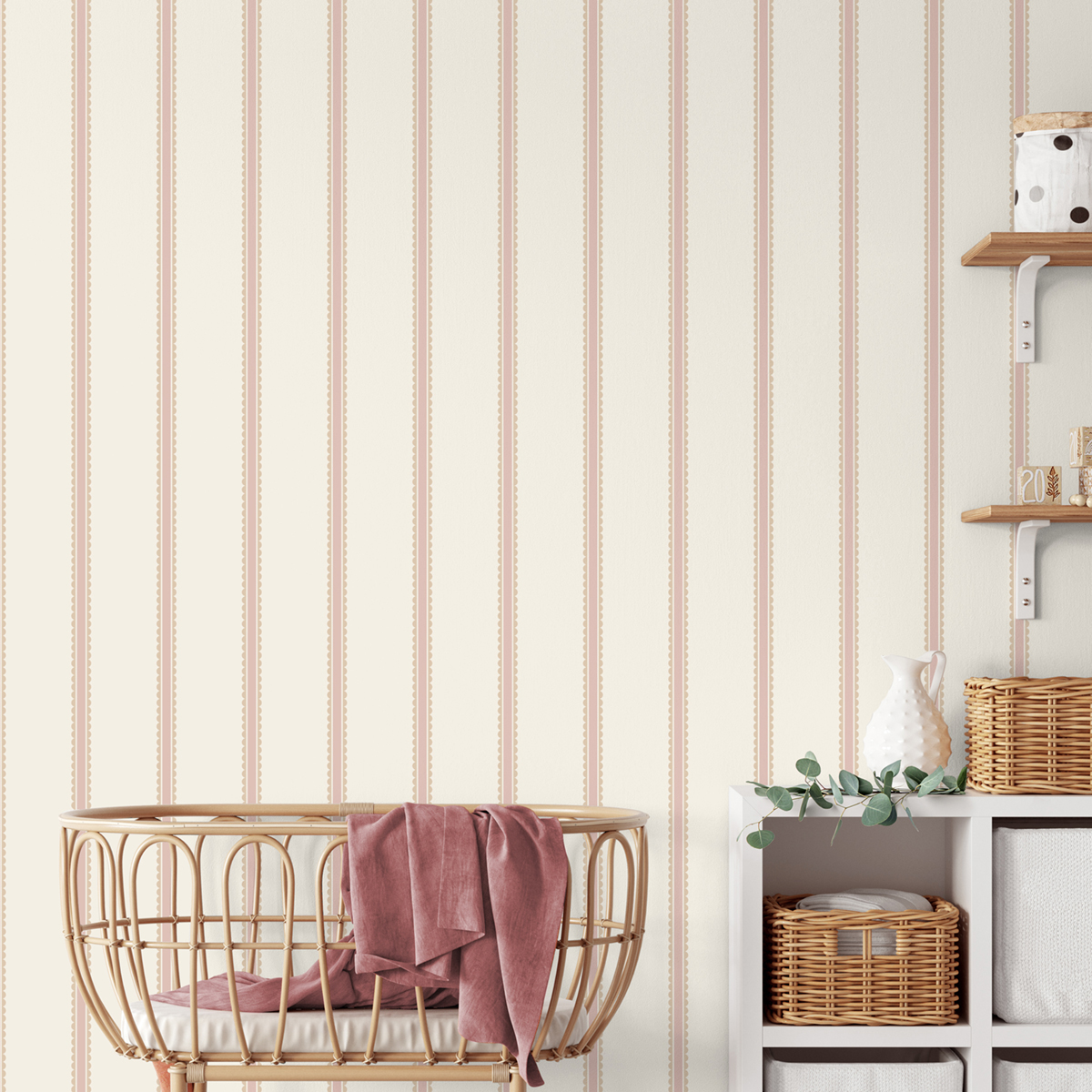 Papier peint Rayures Arrondi Enfant rose beige - Imagine de Lutèce | Réf. LTC-DL27576