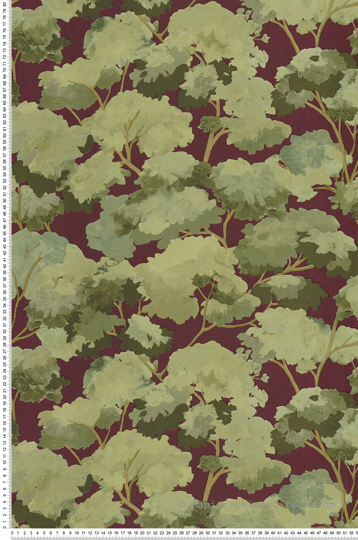 Papier peint Forêt Scandinave Été bordeaux vert - Balade de Casélio | Réf. BLD106108078