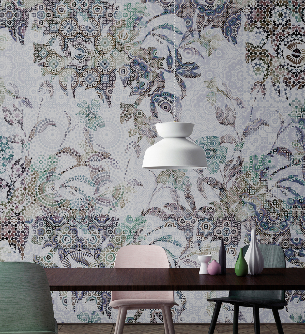 Papier peint panoramique Nature Mosaic Leaves 1 - Référence DD110286 - Intissé 200g/m2 - Standard 400 x 270