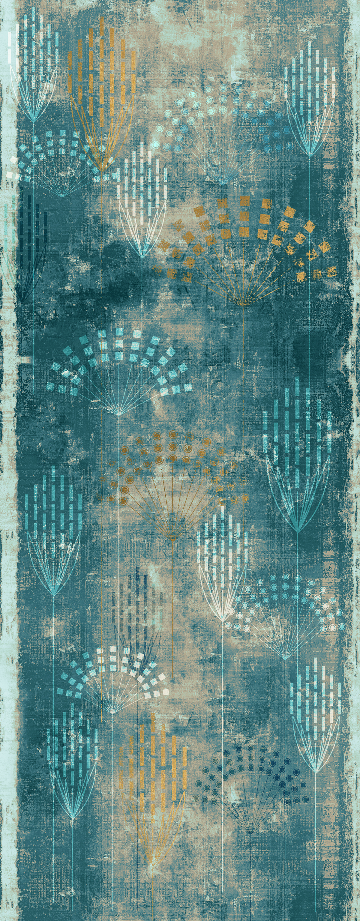 Papier peint panoramique Fleurs ethnique bleu - Tribeca de Montecolino | Réf. MC-DD114650