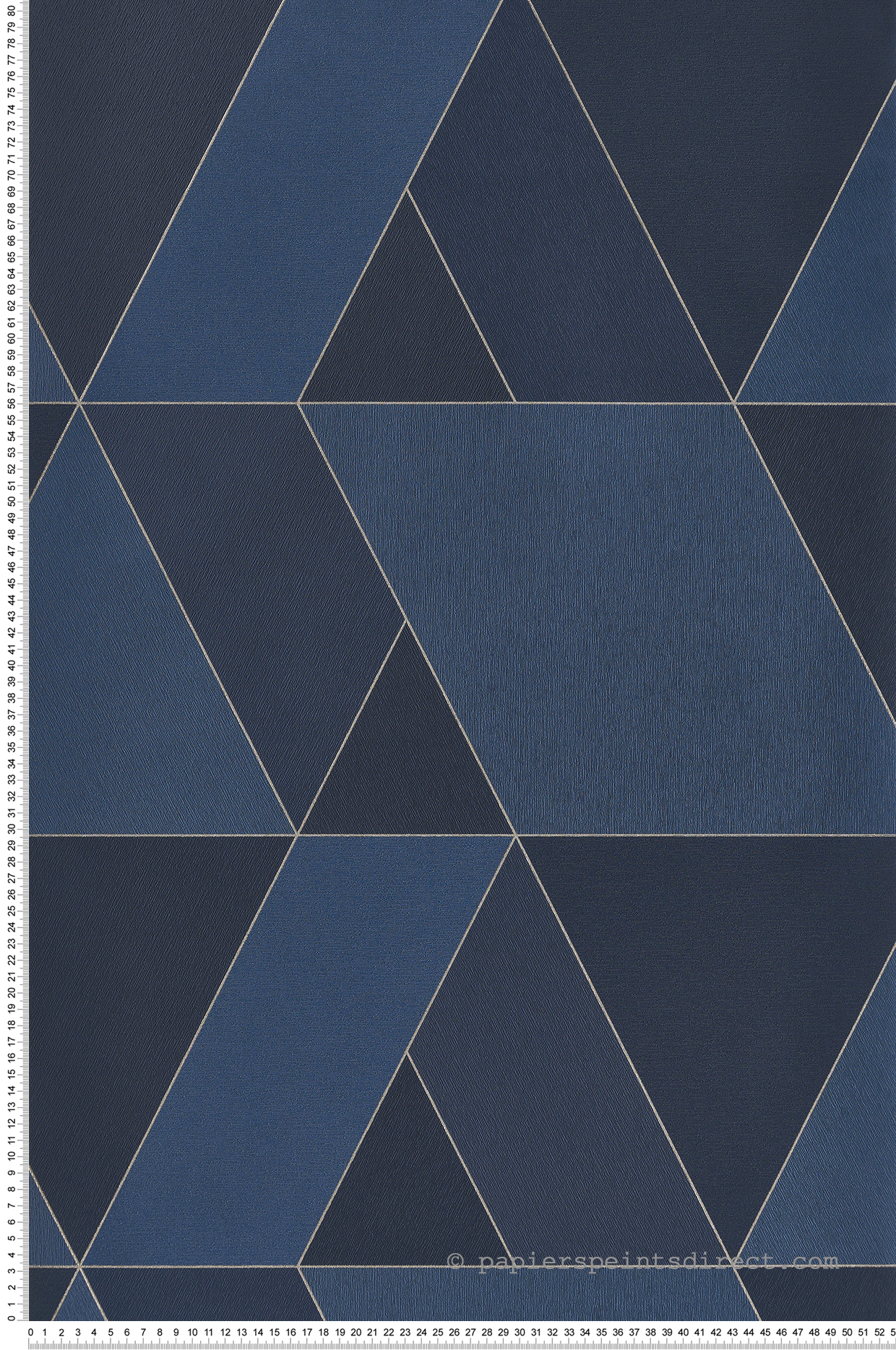 Papier peint Triangle Tangram bleu encre et doré - Perception de Casadéco | Réf. PERP86526532