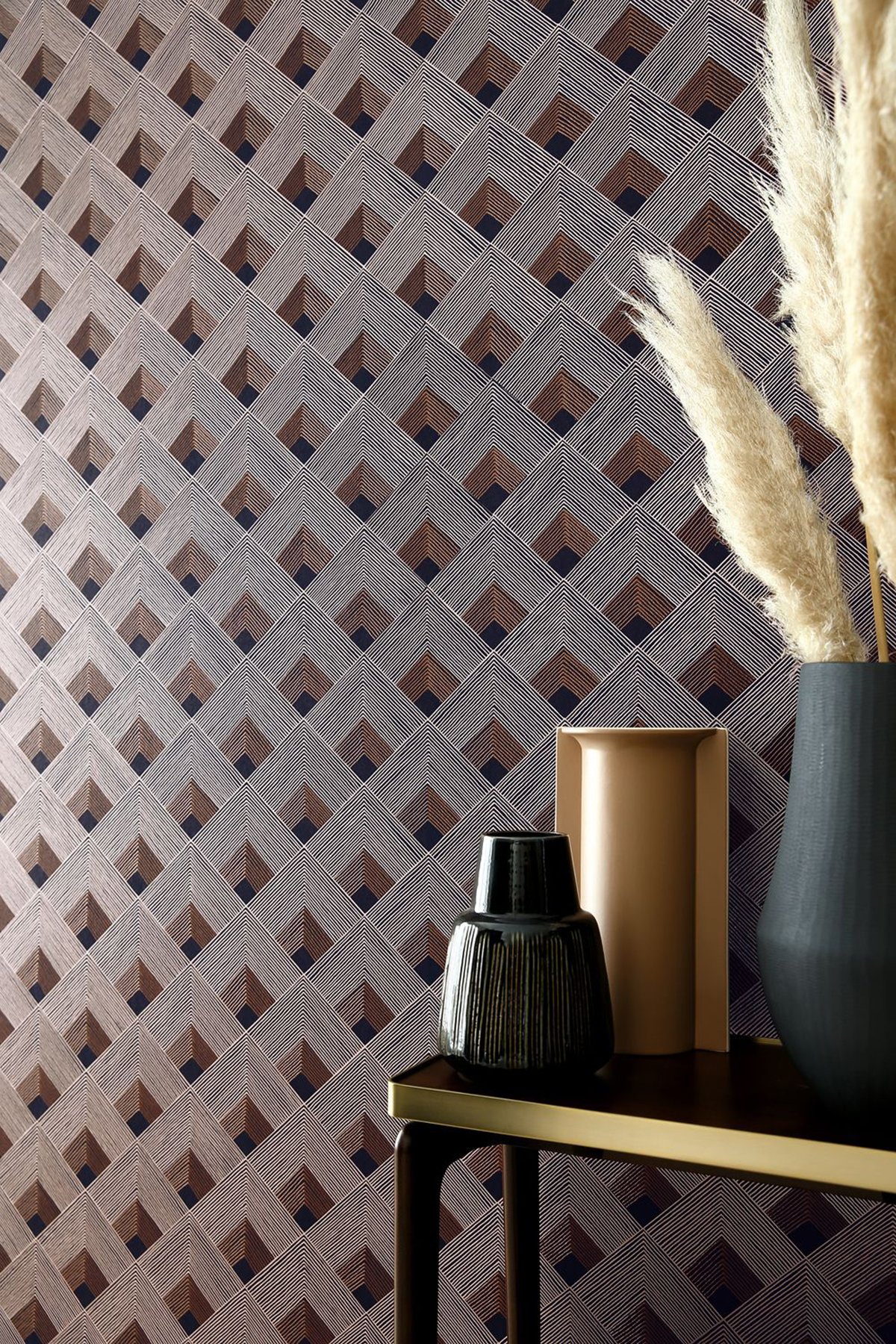 Papier peint géométrique ethnique Ondes Marine - Misura de Casamance | Réf. CAS-74471132