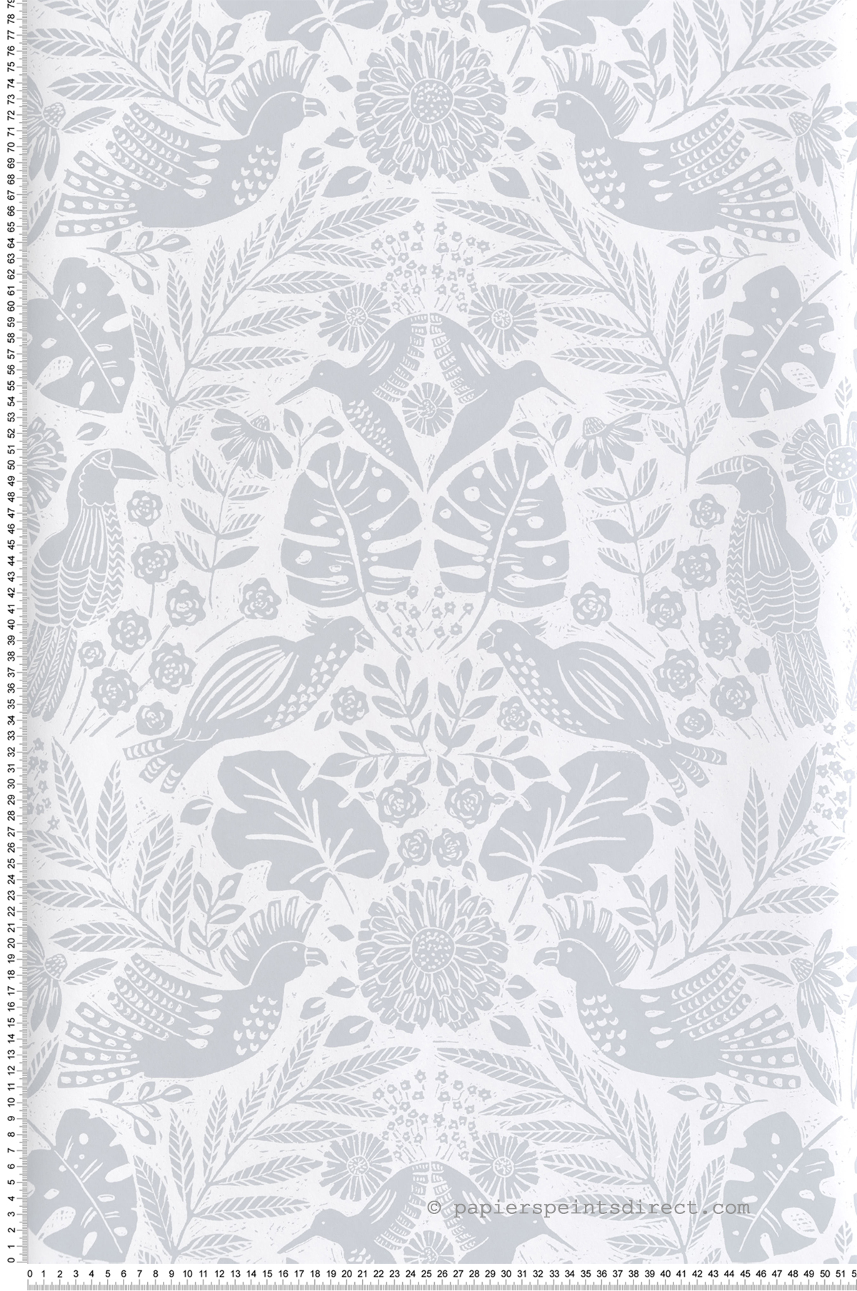 Papier peint Nature Gravure Tropical gris bleu - Harmony de Lutèce | Réf. LTC-FD27001