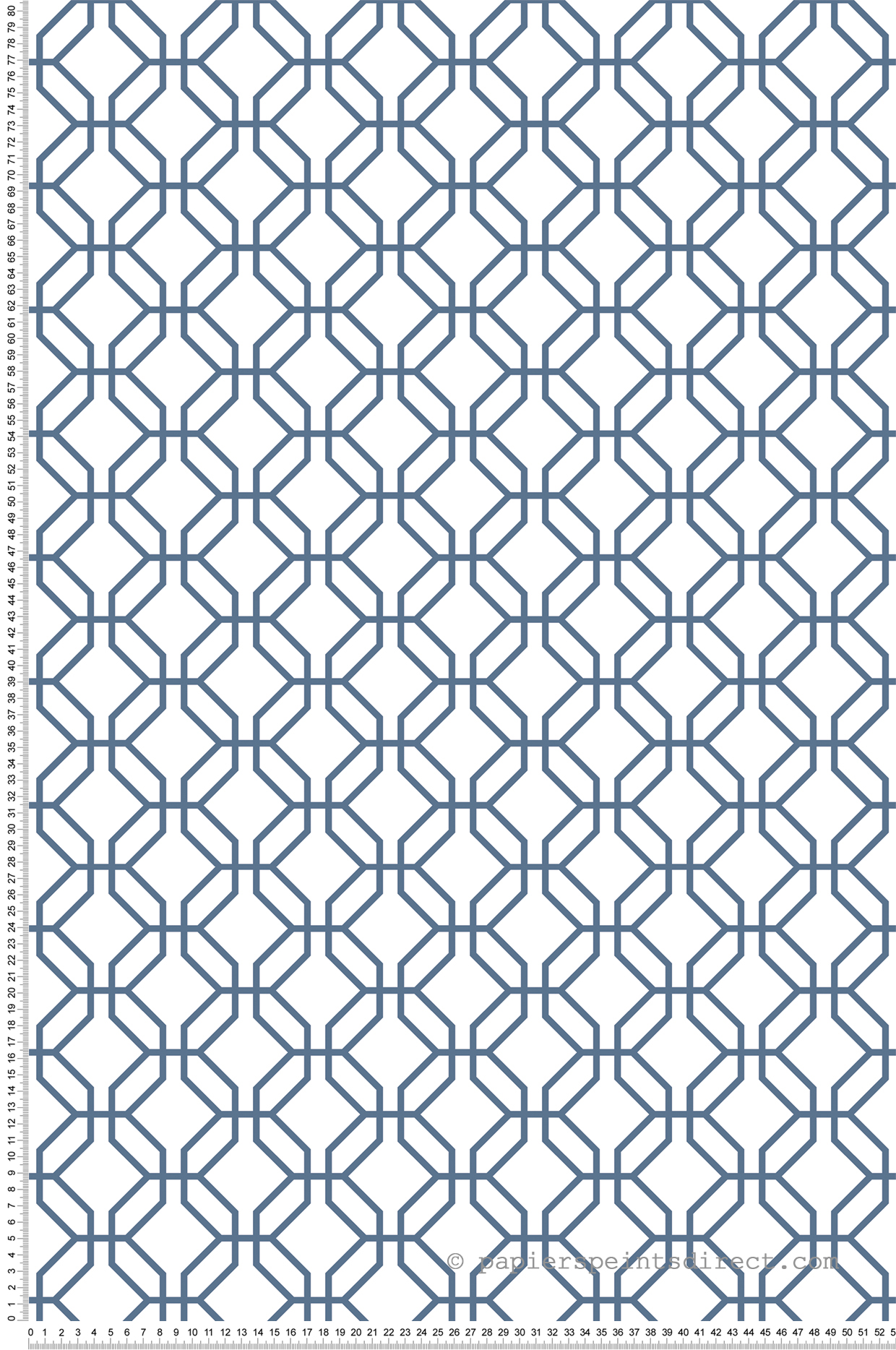 Papier peint Claustra Hexagone bleu blanc - Jardin Secret de Lutèce | Réf. LTC-G78526