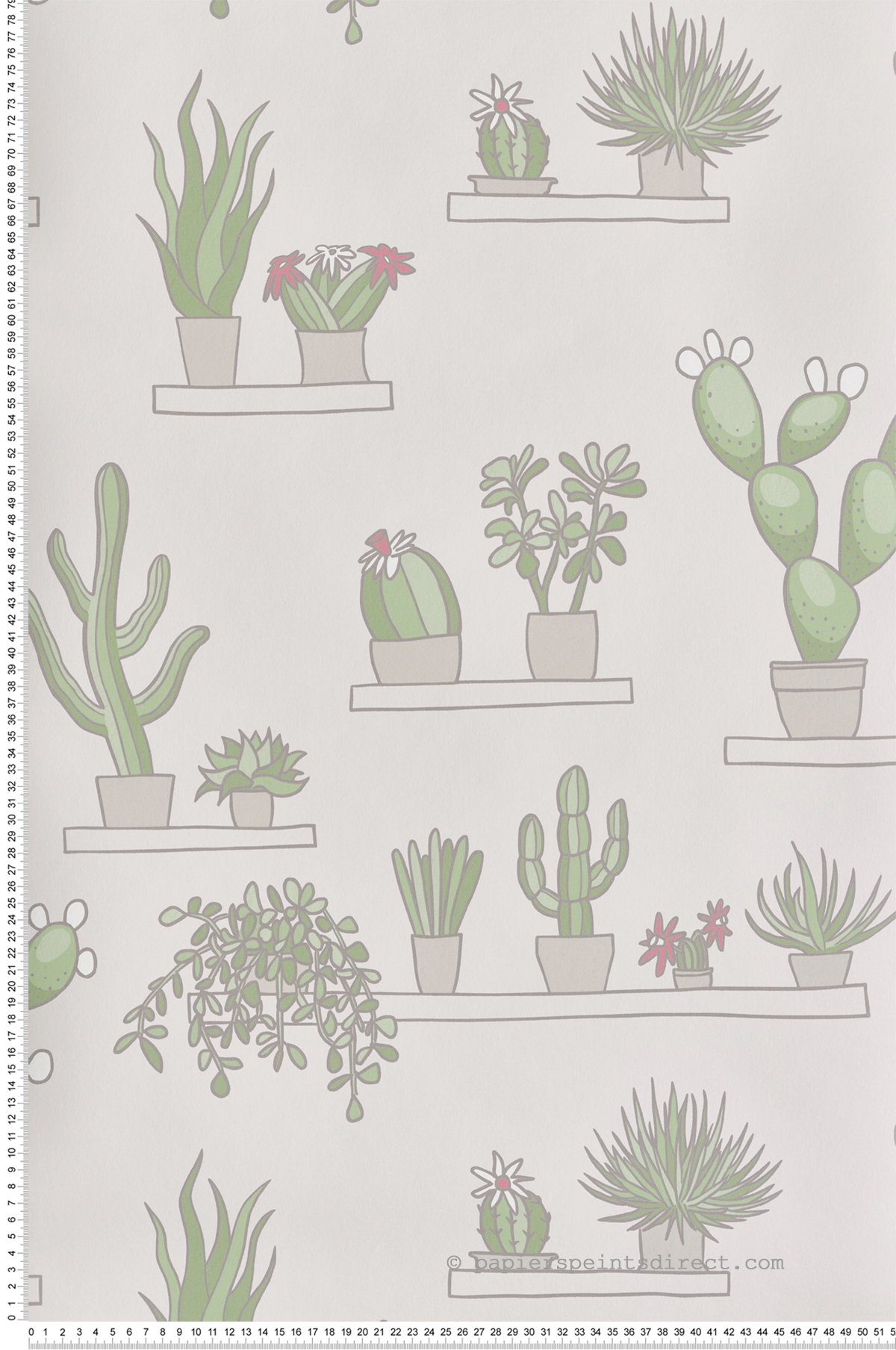 Papier peint Cactus Mr Straw's Greenhouse Slaked Lime - In The Garden de Little Greene | Réf. 0234SGSLAKE