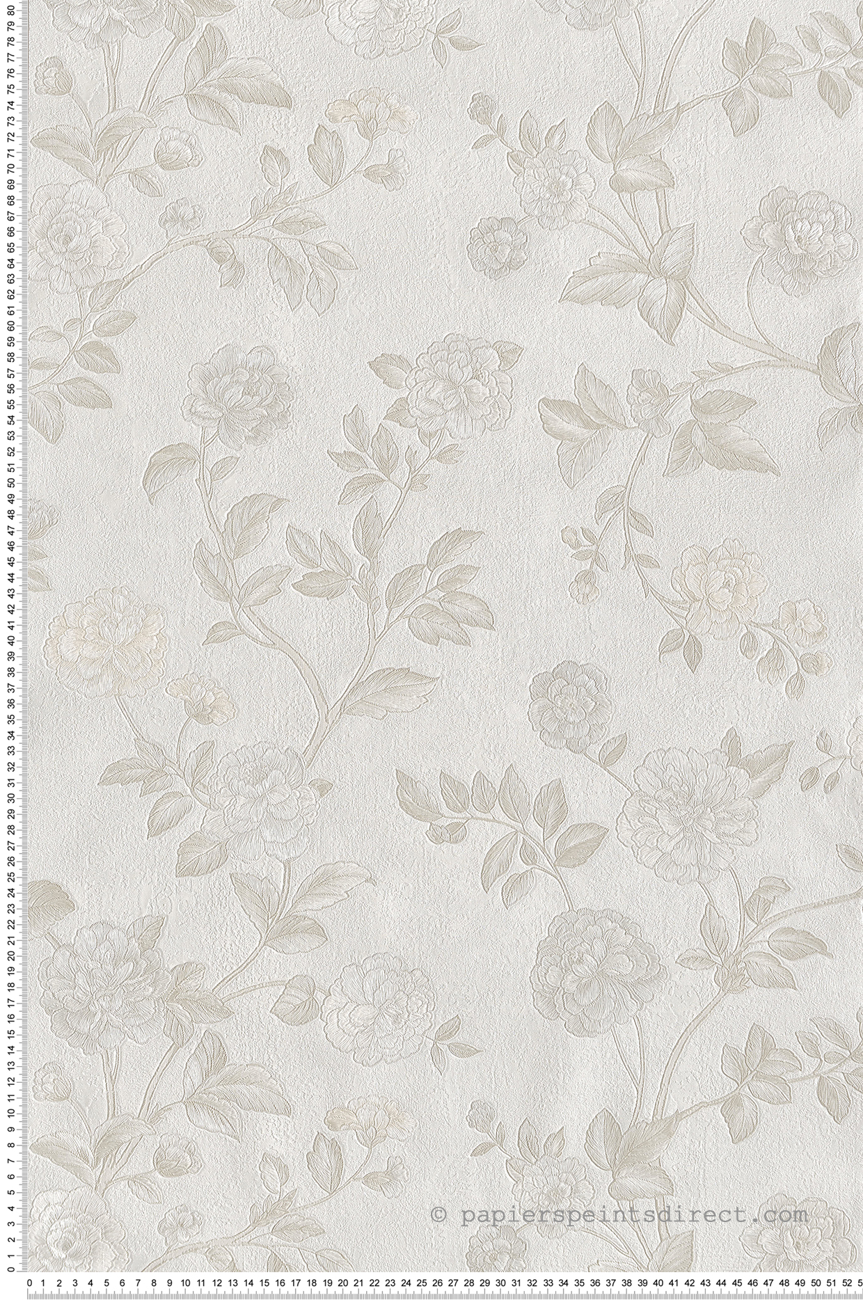 Papier peint Fleur Rose Vintage blanc, grège et irisé - Grand Classic de Montecolino | Réf. MC-Z66805