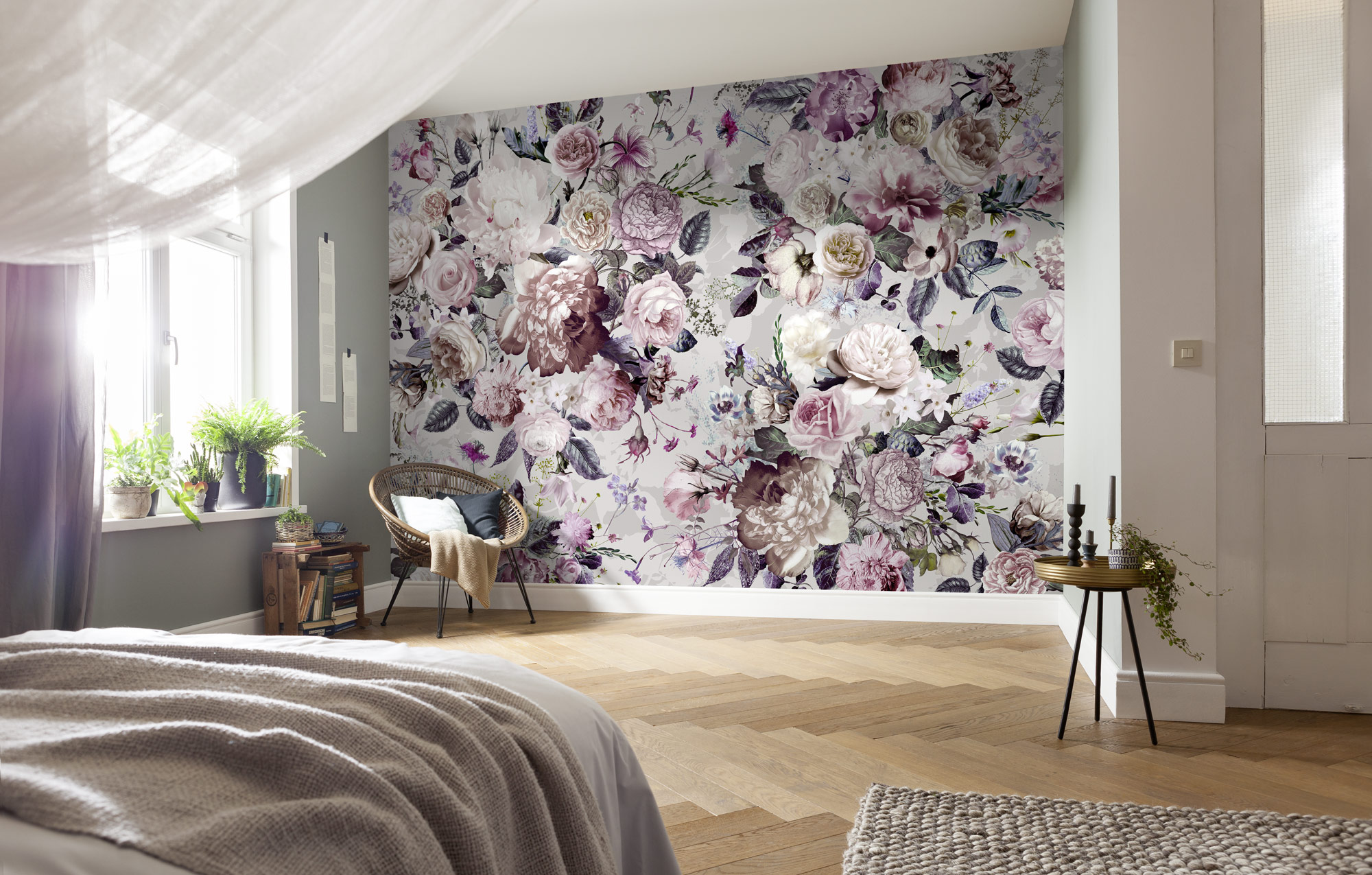 Papier peint fleurs panoramique Lovely Blossoms - Papier peint Komar Home