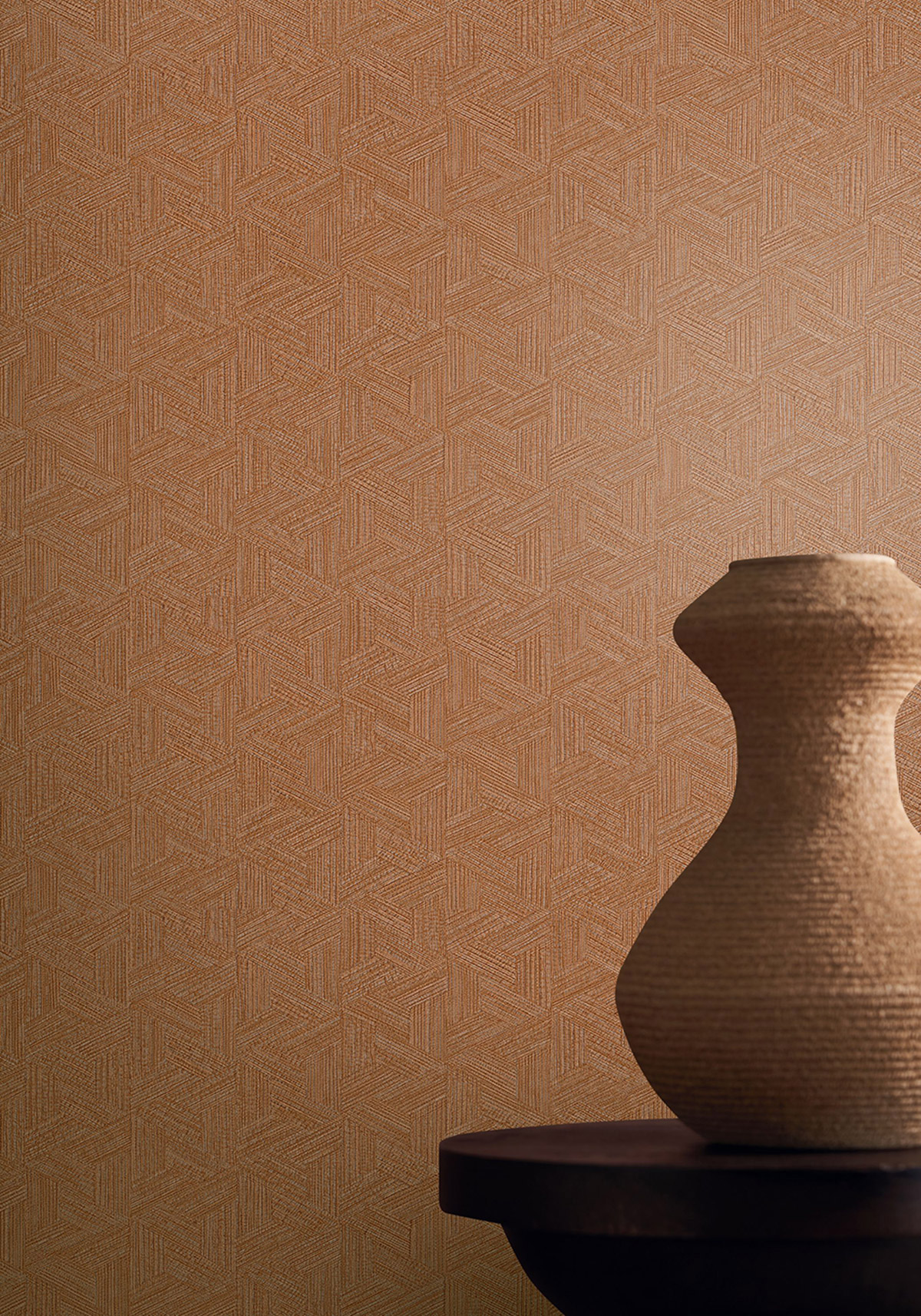 Papier peint Marqueterie Lindu terre de sienne - Nature Précieuse de Casamance AMB5| Réf. CAS-76480406