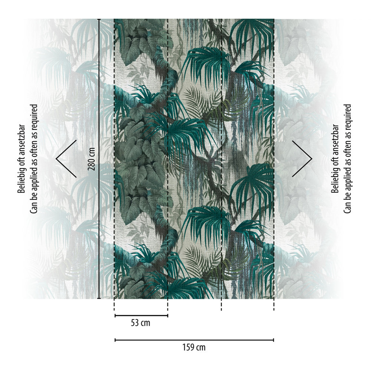 Papier peint panoramique Palme Jungle vert - The Wall 3 d'A.S. Création AMB3 | Réf. AS-398651