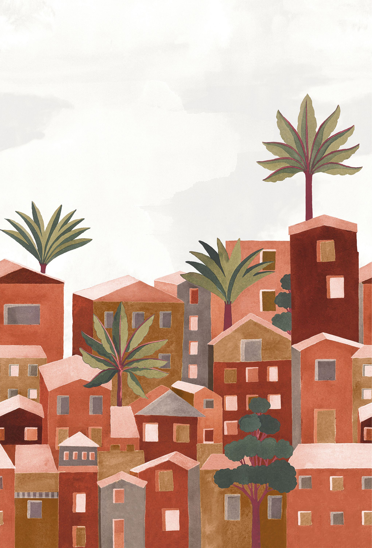 Papier peint Panoramique Vila Viela terracotta intissé - Panoramas 2 de Casamance | Réf. CAS-75861426