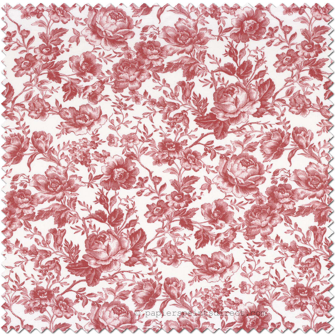 Tissu Fleuri Celestine rouge grenat - Les Belles Toiles de Jouy 2 de Casadéco | Ref. BTJD201788888