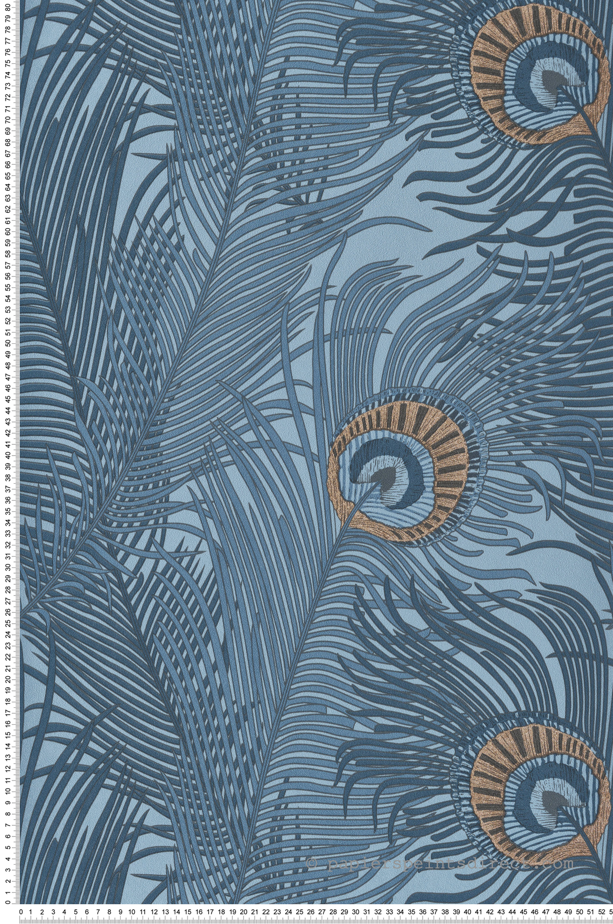 Papier peint Plume de Paon bleu - Shamal de Montecolino | Réf. MC-NHW1046