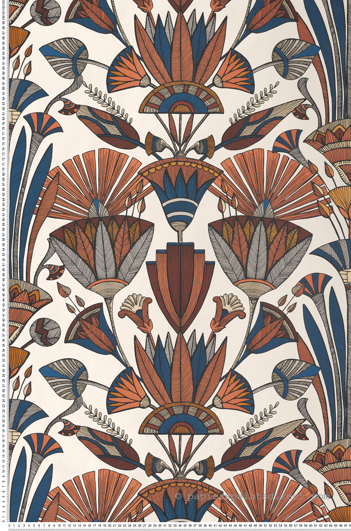 Papier peint Egypte Denderah terracotta bleu marine - Bord Du Nil de Casamance | Réf. CAS-76130712