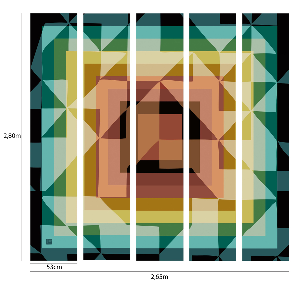 Papier peint panoramique Géométrique Illusion multicolore - Guy Laroche de Lutèce AMB2 | Réf. LTC-51247501