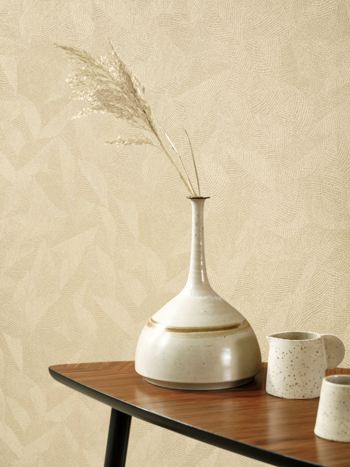 Papier peint Matière Feuille Masaya beige sable - Riverside 4 de Casadéco | Réf. RIVI86421139