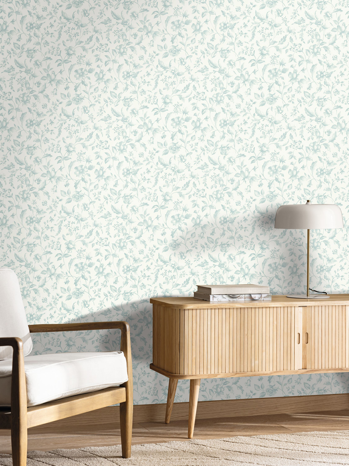 Papier peint Porcelaine Fleurie Pastelia bleu céleste - Blue Shades de Casélio | Réf. BLS107506000