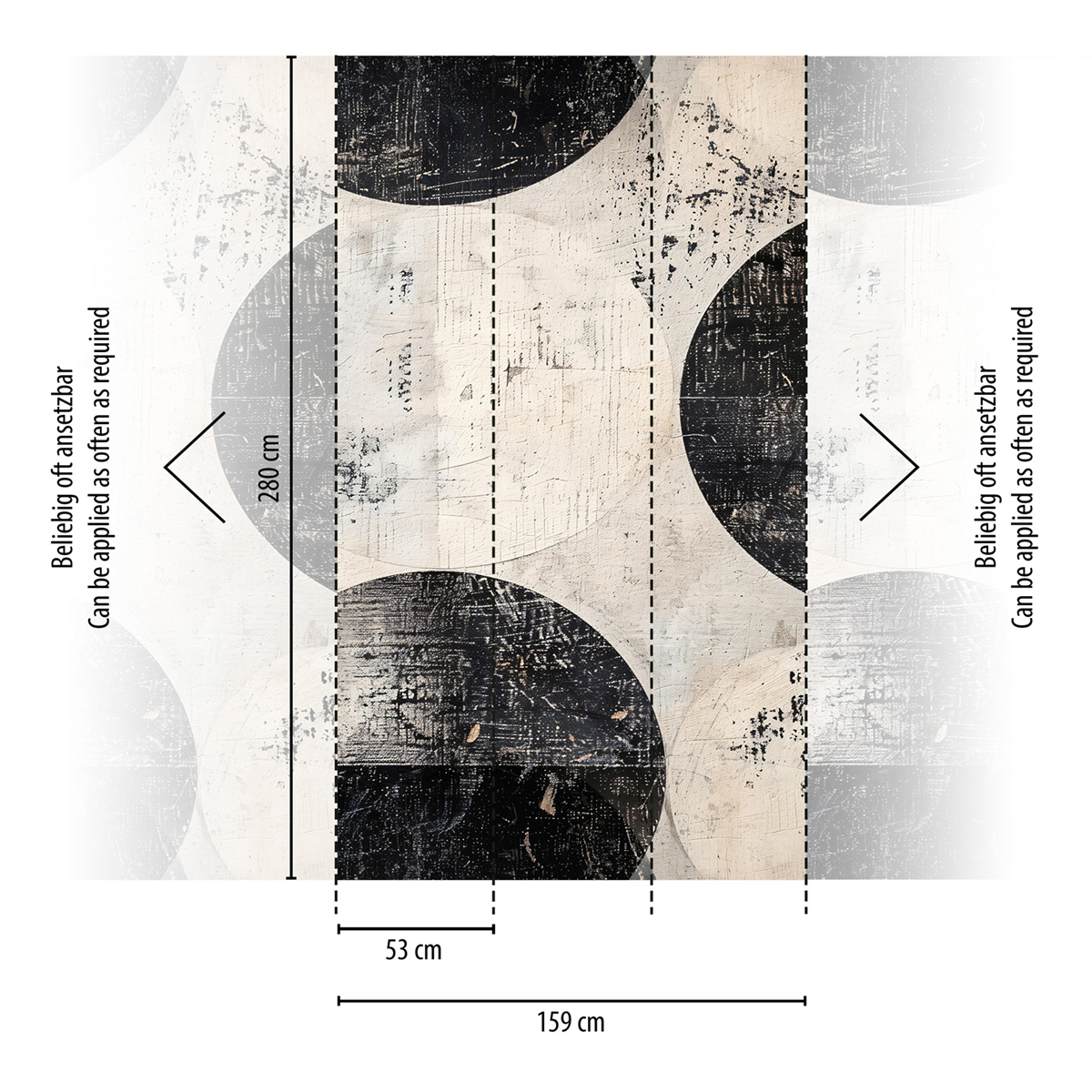 Papier peint panoramique Cercle Asbtrait beige noir - Cosmoliving d'A.S. Création REGLE | Réf. AS-791441