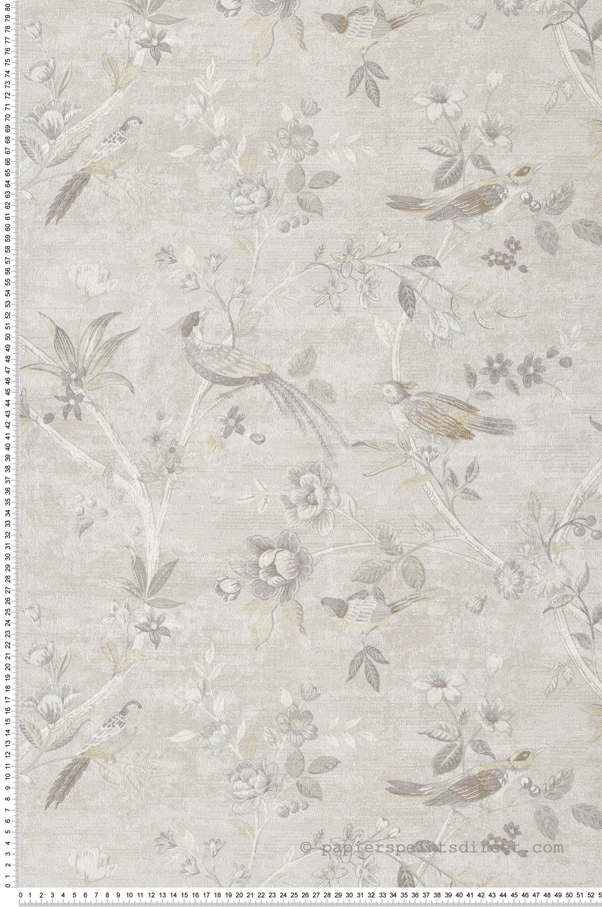 Papier peint Oiseau Vintage gris bleu - Scala de Montecolino | Réf. MC-28841