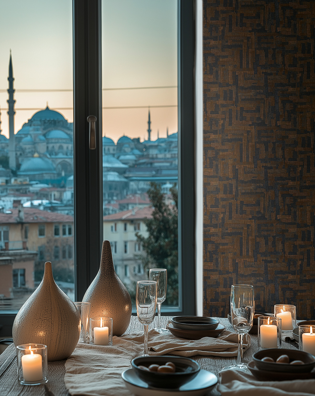 Papier peint Géométrie Ethnique bleu nuit caramel - Metropolitan Stories 4 Hot Spots d'A.S. Création AMB1| Réf. AS-782043