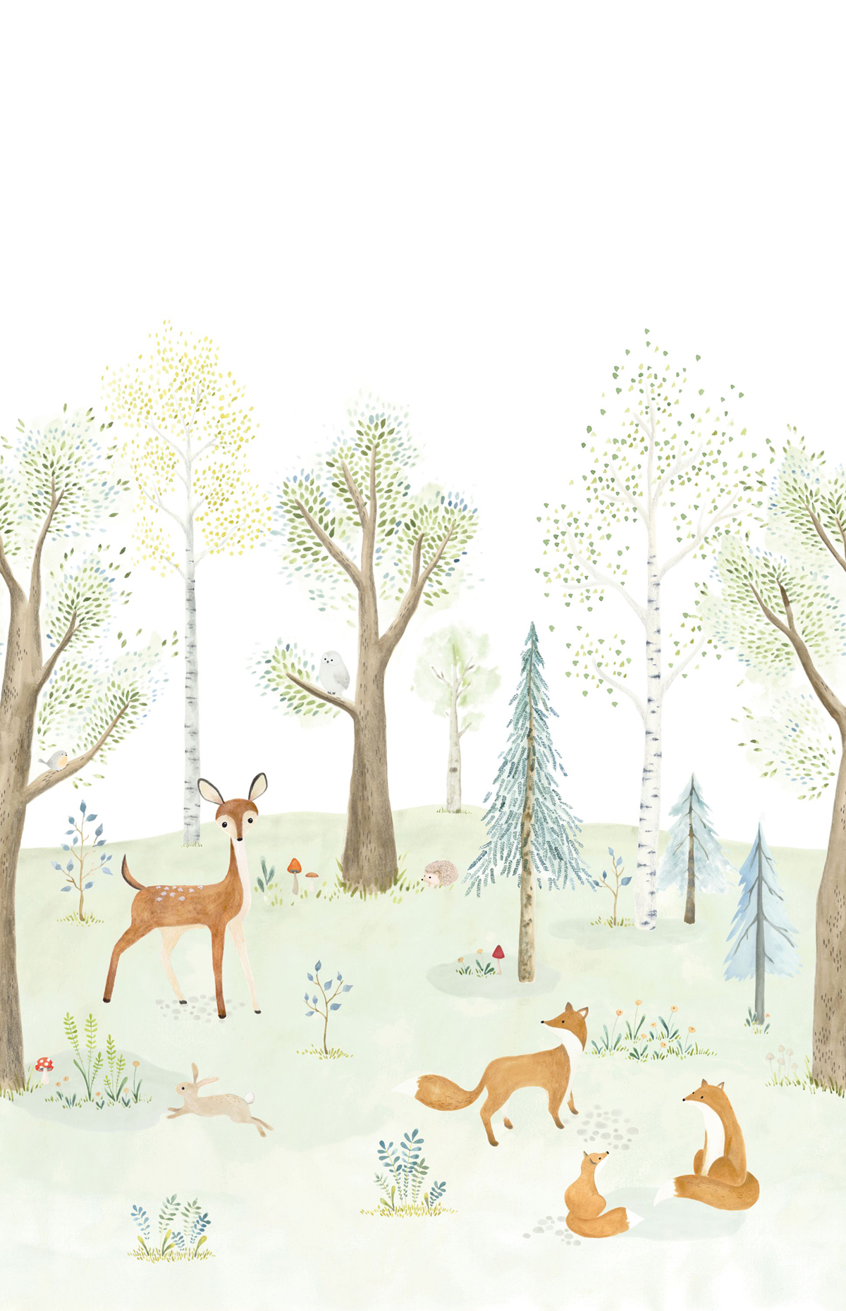 Papier peint panoramique Forêt Enchantée Biche Renard L 200x310 - Once Upon A Time de Casadéco | Réf. OUAT88237504