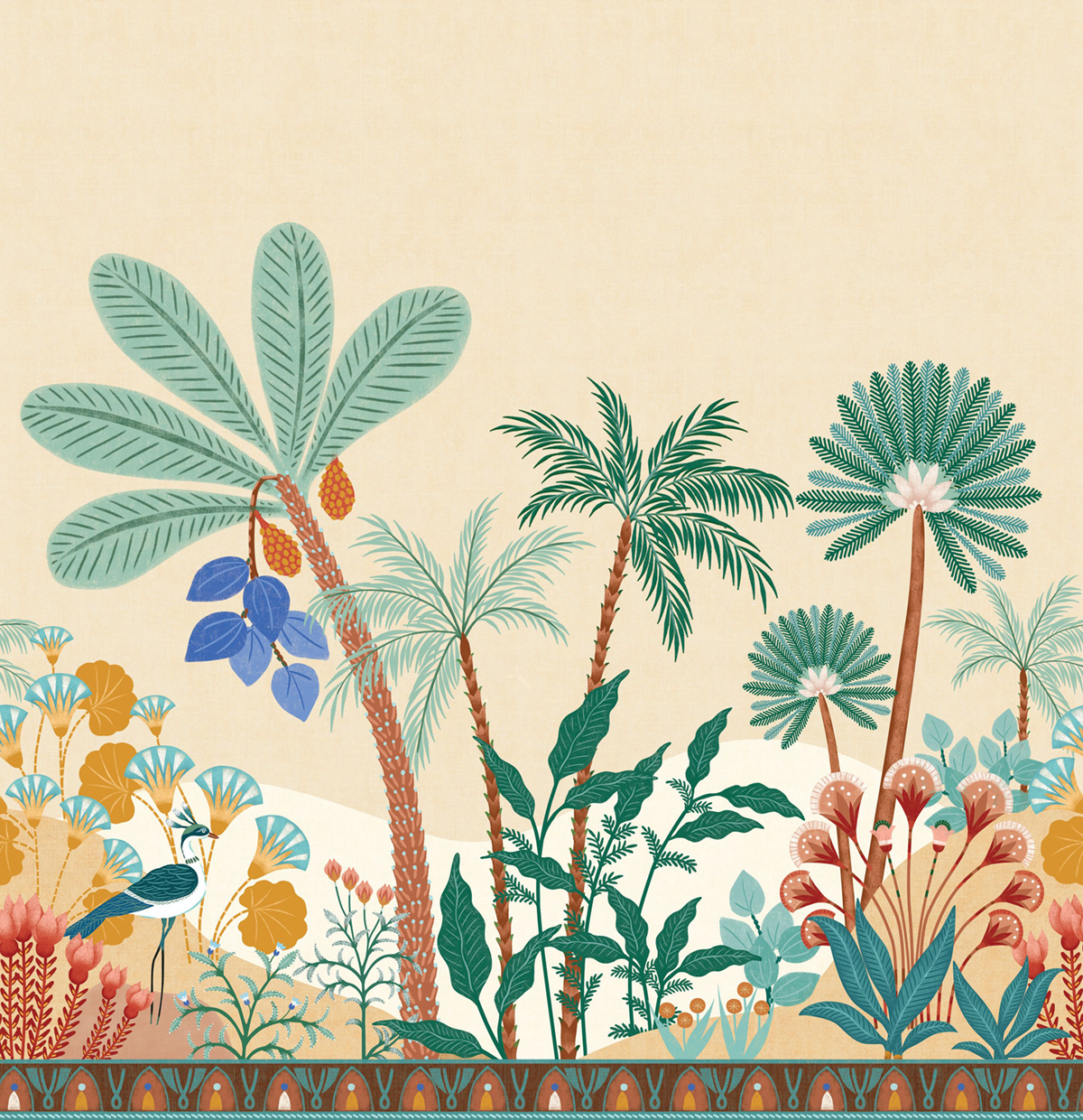 Papier peint panoramique Palmier Enfantin Lovely Trip Multicouleurs L 300X310 - Pimp My Wall de Casélio | Réf. PMW104693409