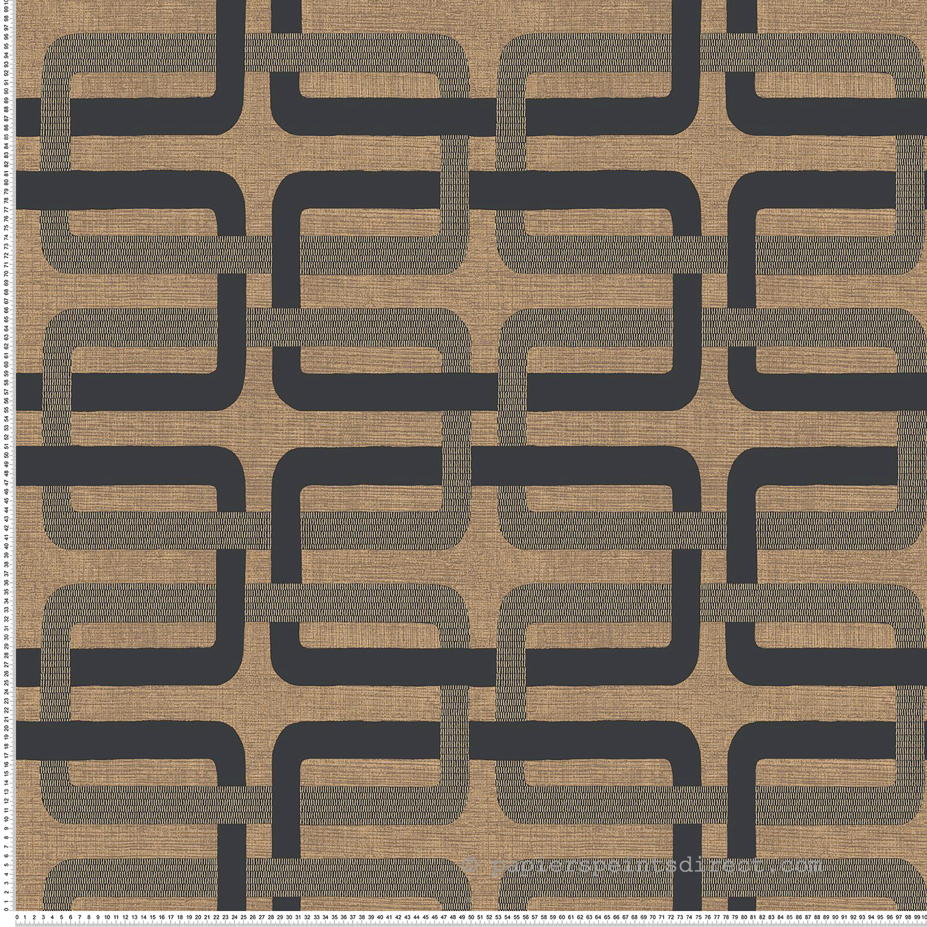 Papier peint Géométrique Rétro Matjara noir doré - Tressora de Casamance | Réf. CAS-76933160
