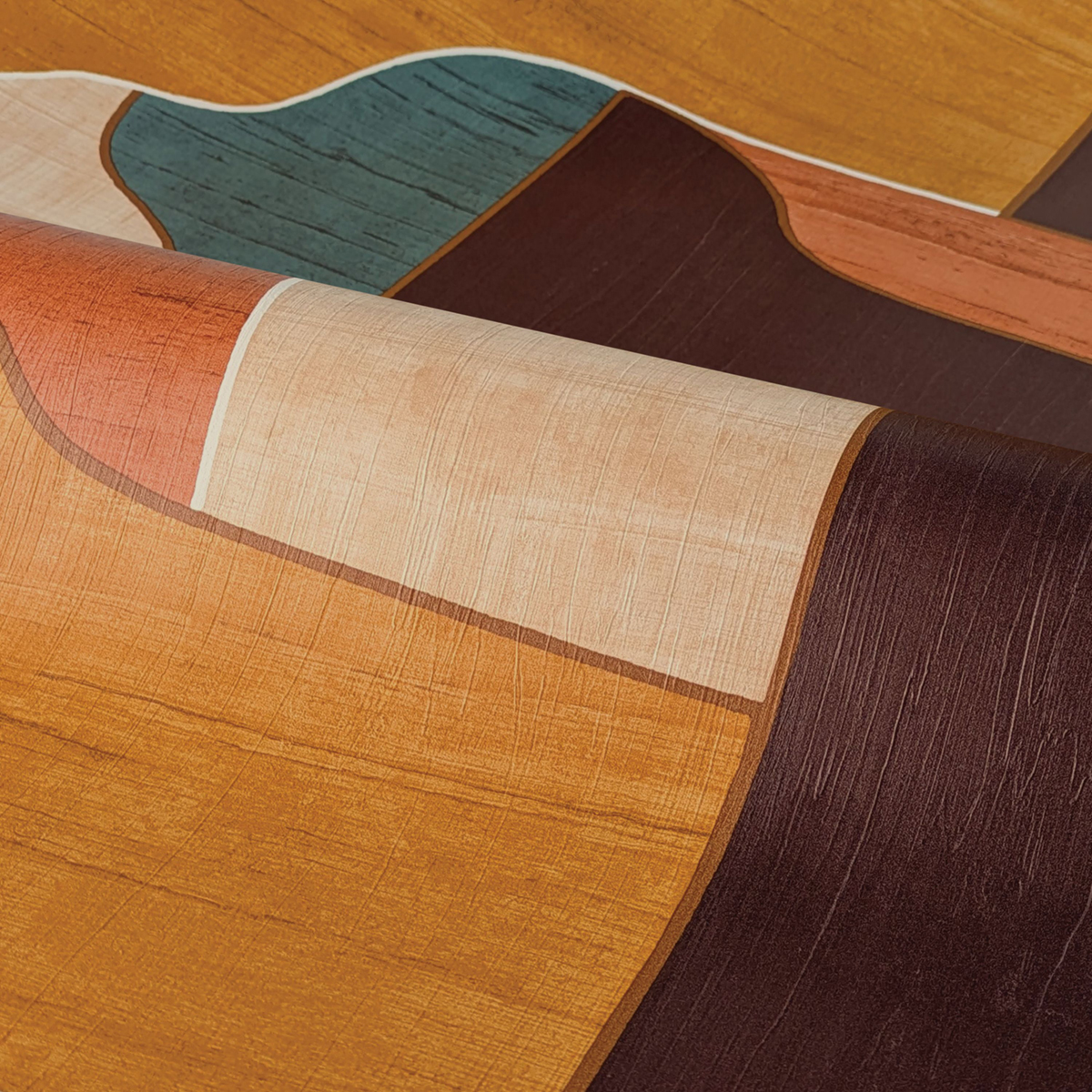 Papier peint Graphique Modernismo Puzzle bleu canard ocre - Modernismo de Casamance AMBV | Réf. CAS-76820202