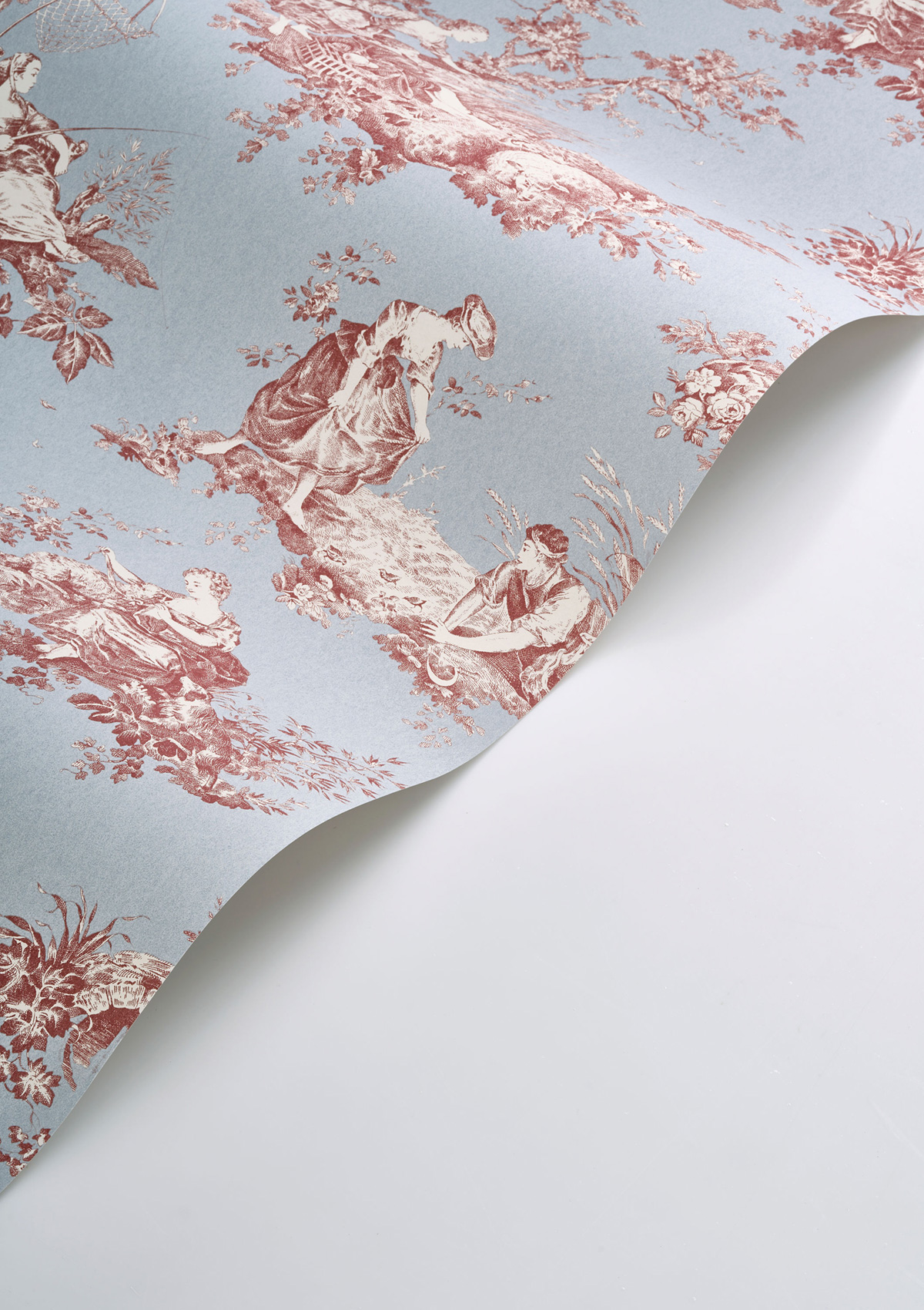 Papier peint Scene D'Été rouge grenat - Les Belles Toiles De Jouy 2 de Casadéco VAGUE | Réf. BTJD87916808