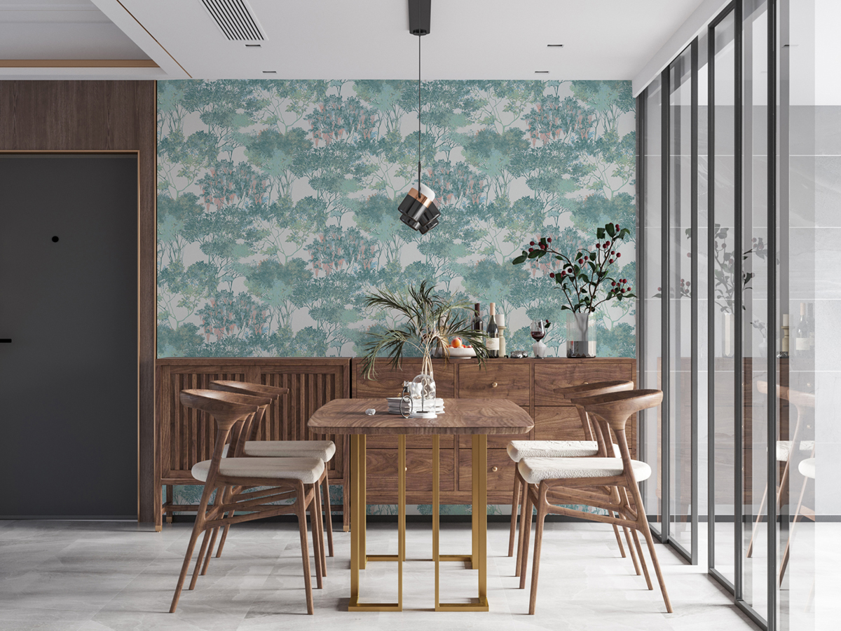 Papier peint Forêt Peinte vert bleu - Arcade d'Architects Paper | Réf. 39173-3