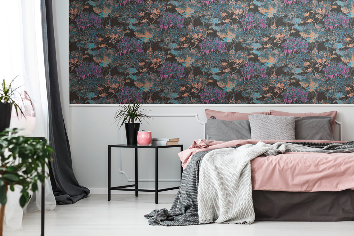 Papier peint Forêt Peinte noir fuchsia - Arcade d'Architects Paper | Réf. 39173-1