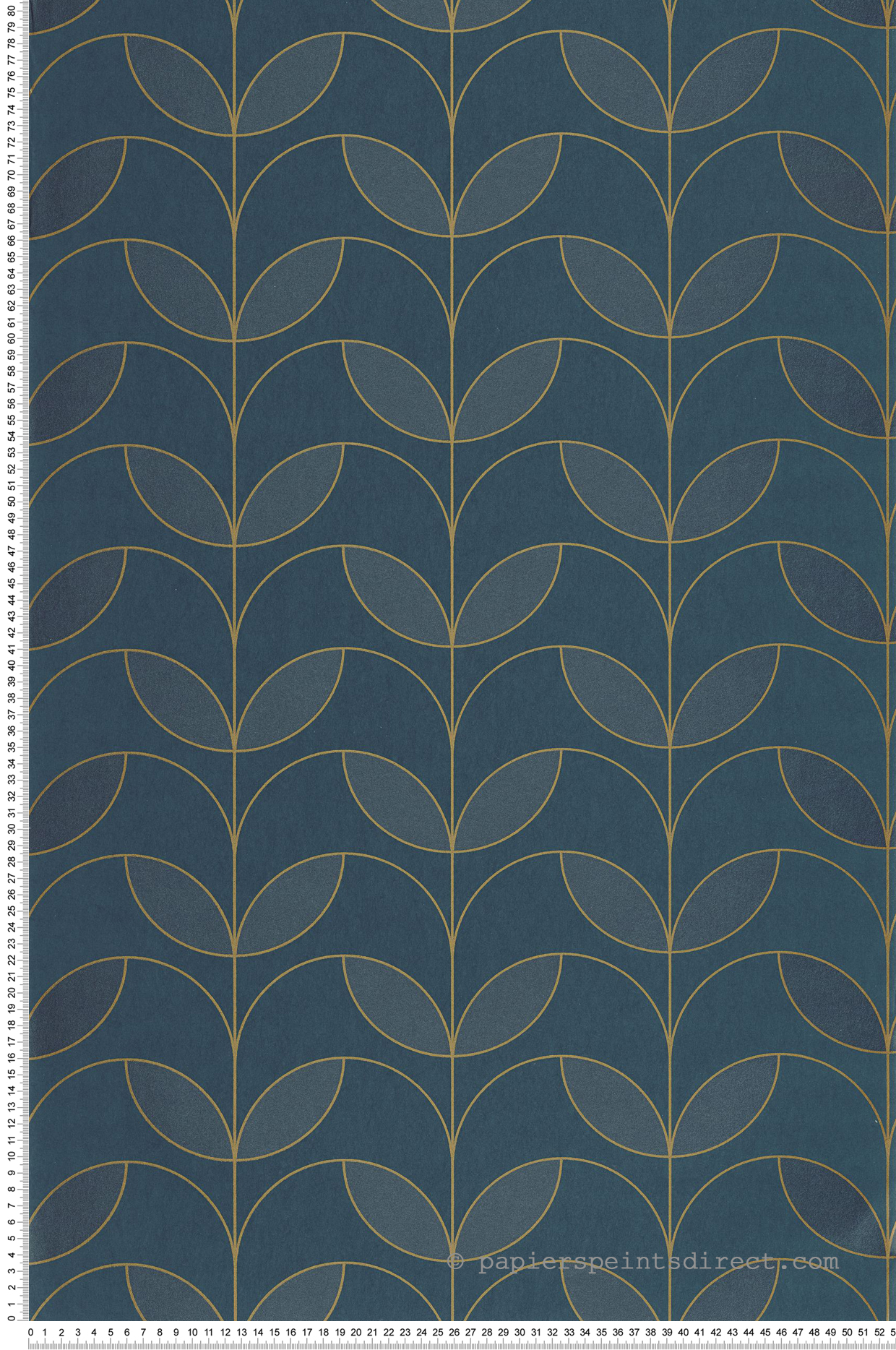 Papier peint Tulipe Art Déco Mistinguett bleu marine doré - Années Folles de Casadéco | Réf. ANFO201026793