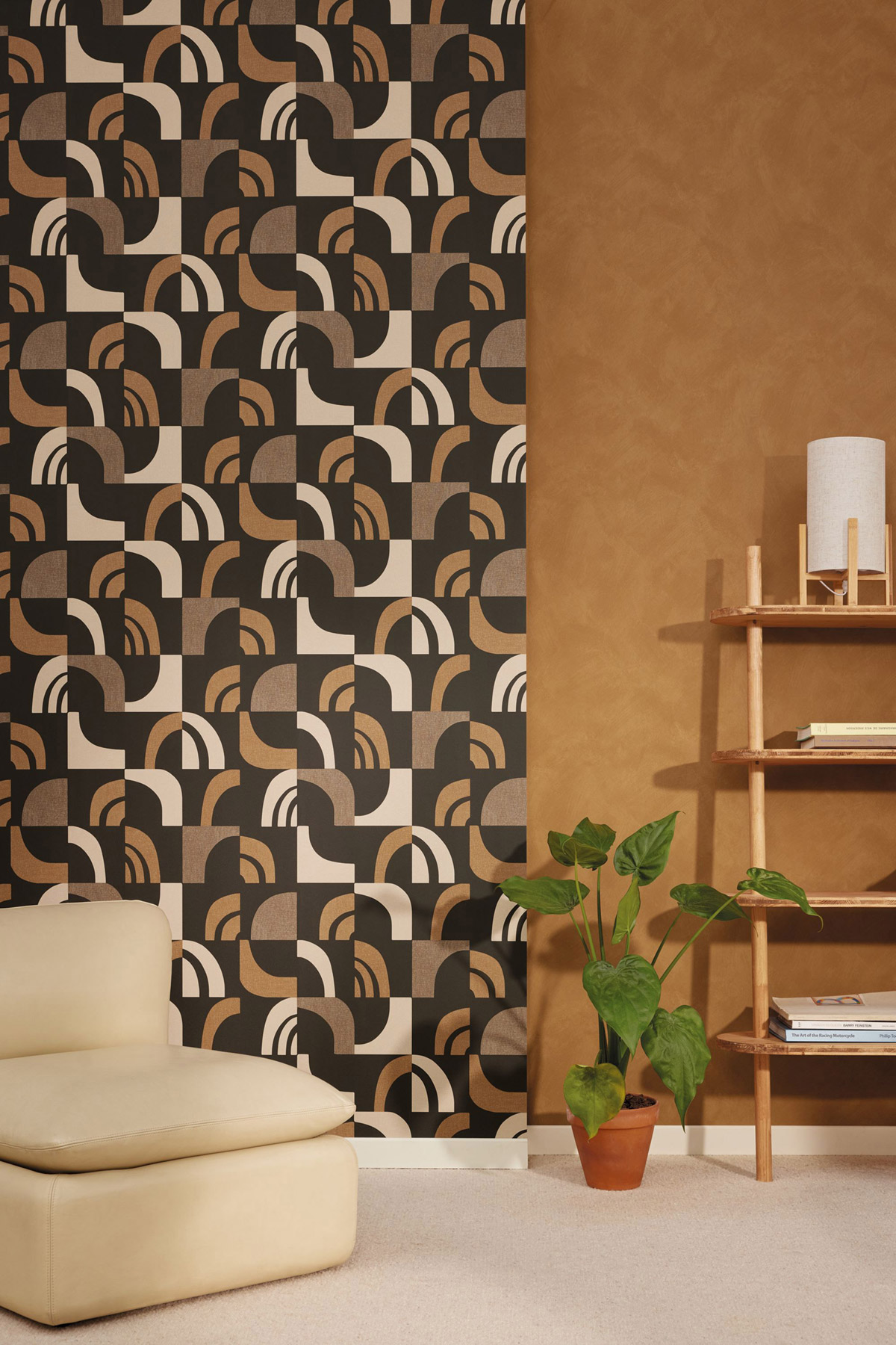 Papier peint Uni Enduit La Chaux terre cuite - Origine de Casélio | Réf. OGN106082120