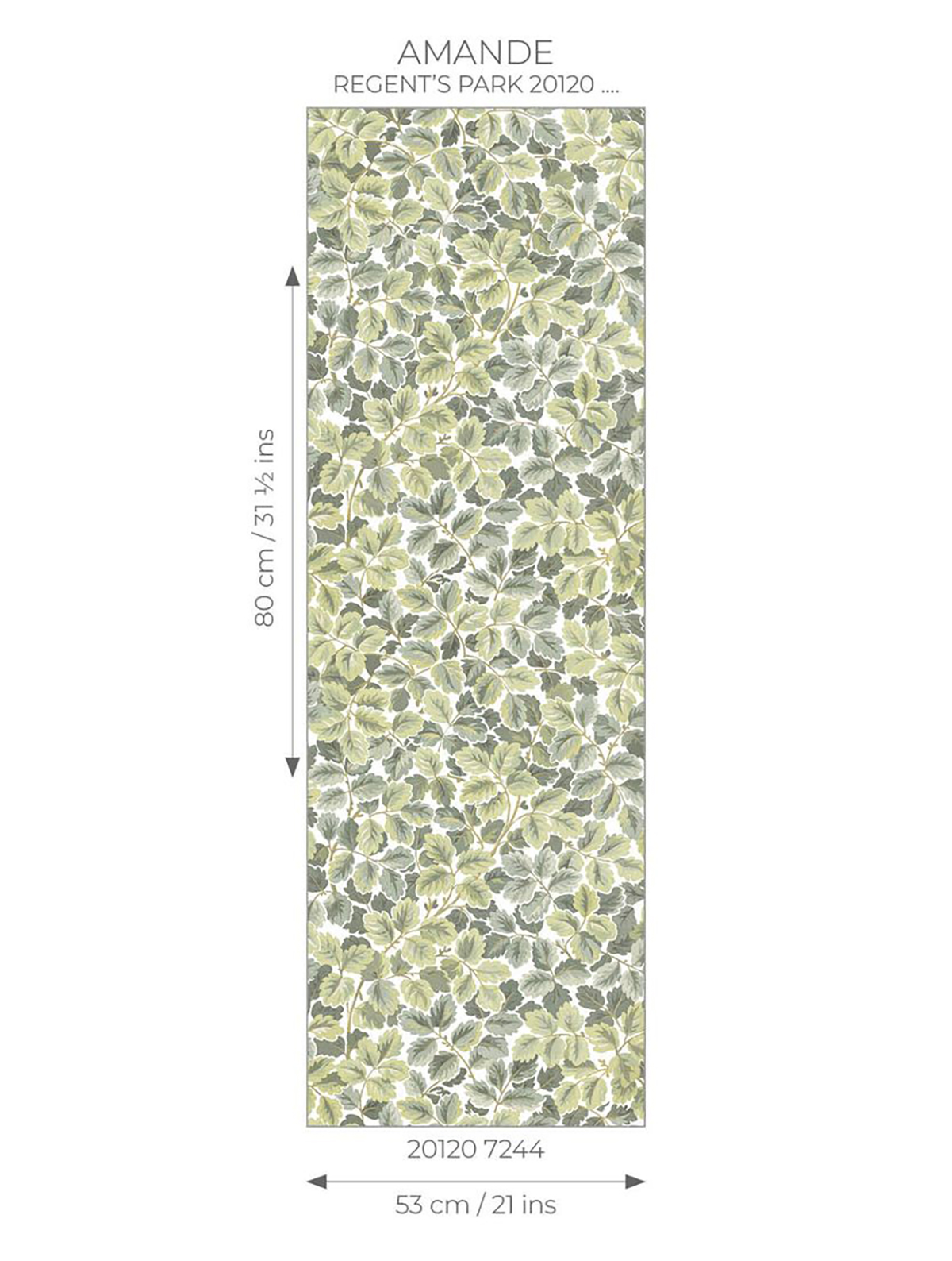 Papier peint Feuille de Chêne Regent's Park vert amande - Heritage de Casadéco AMBR | Réf. HETA201207244